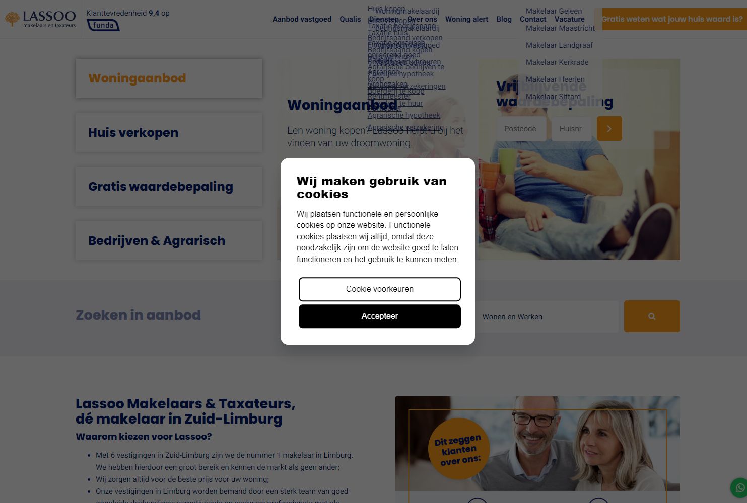 Screenshot van de website van www.lassoo.nl