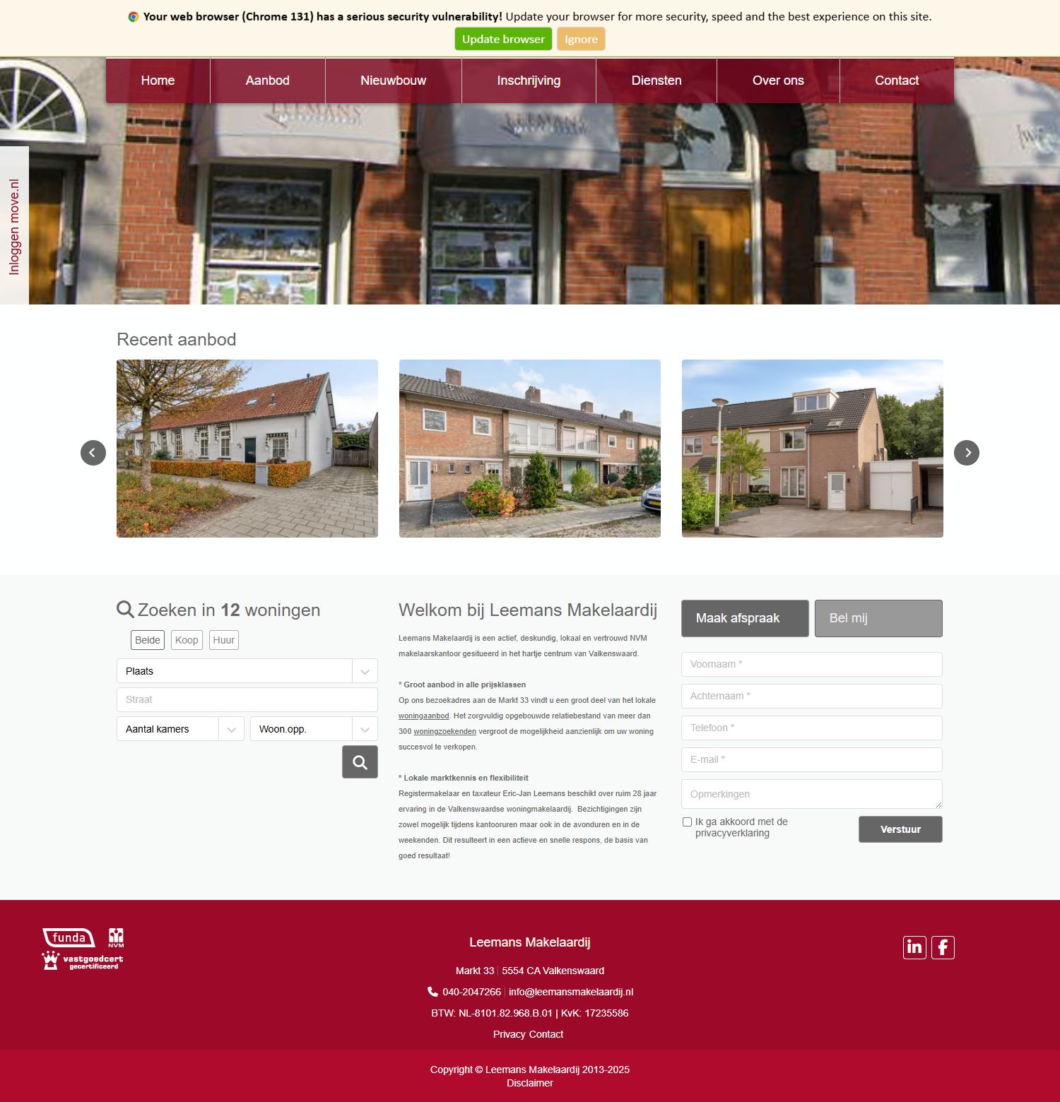 Capture d'écran du site web de www.leemansmakelaardij.nl