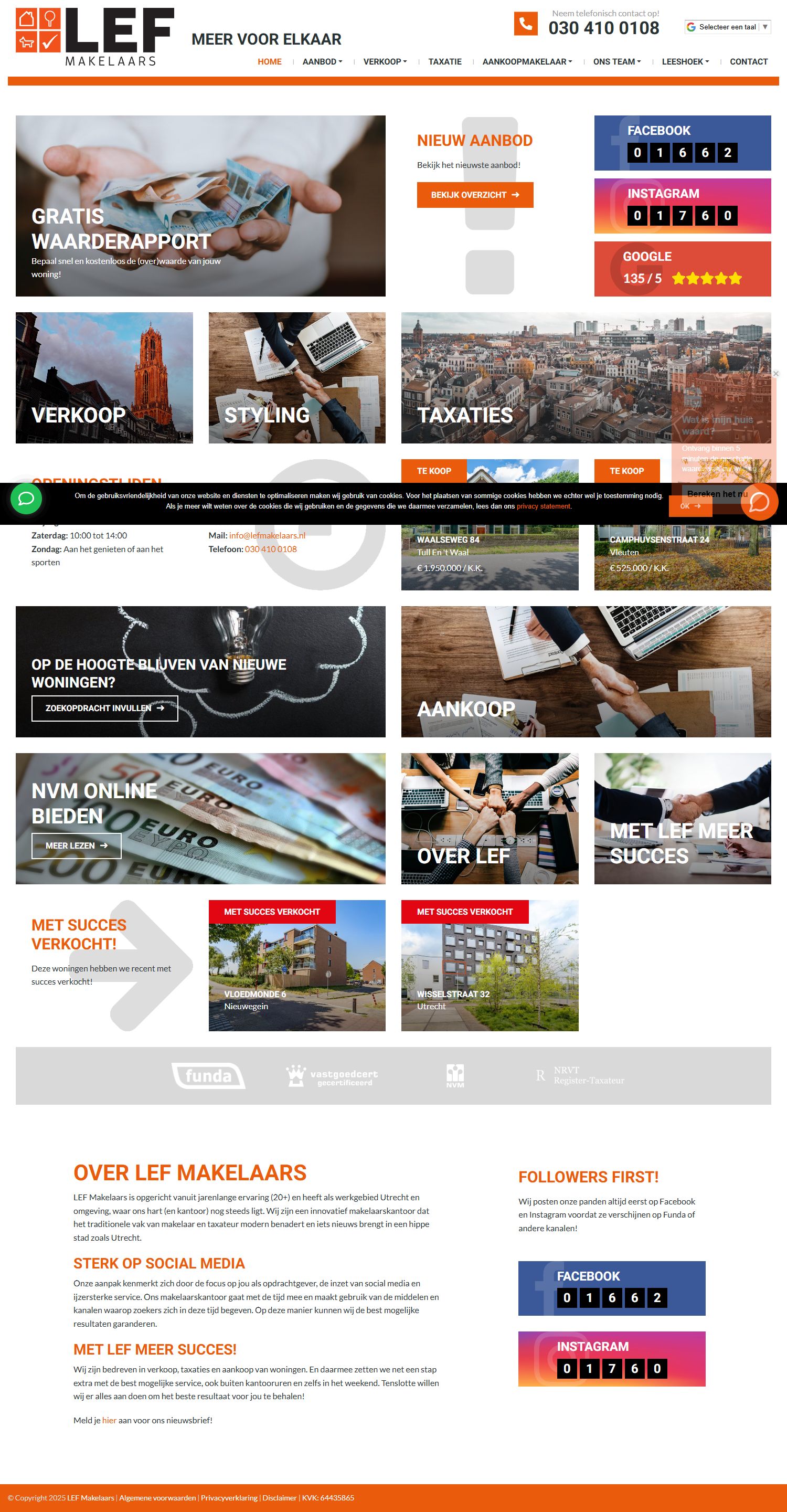 Screenshot of the website of www.lefmakelaars.nl