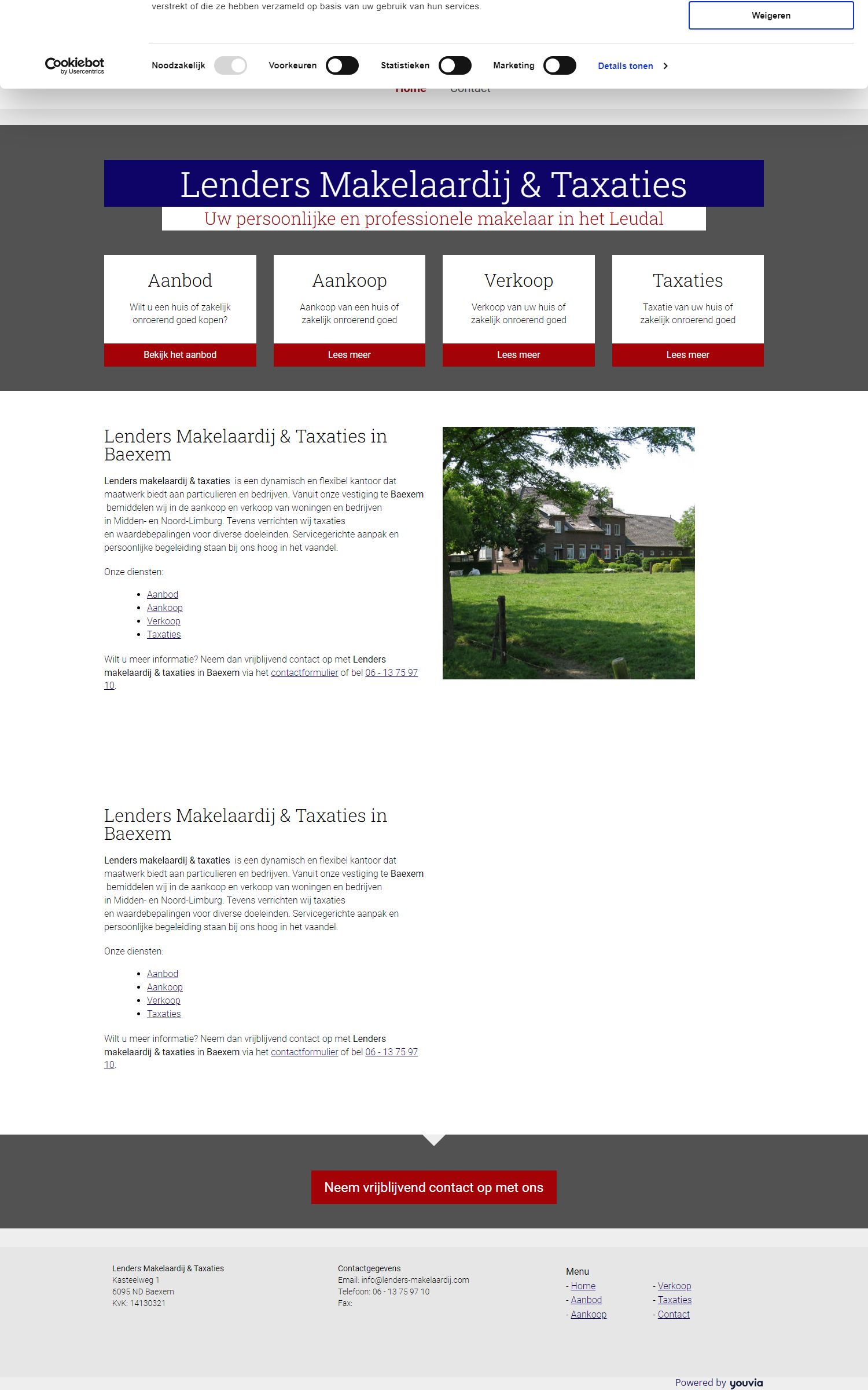 Screenshot van de website van www.lenders-makelaardij.com