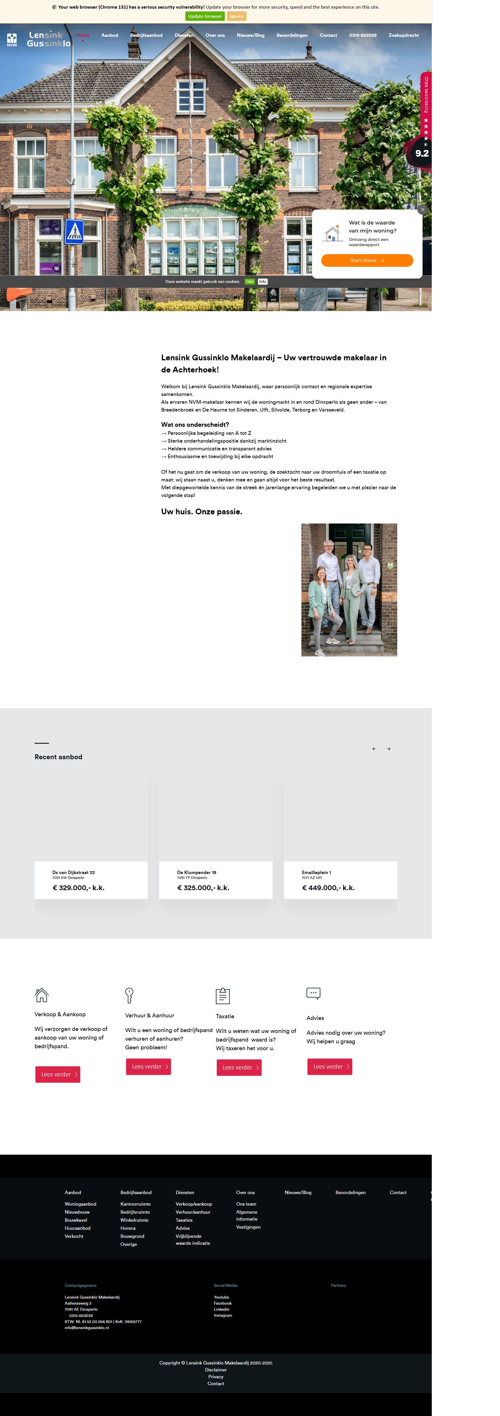Capture d'écran du site web de www.lensinkgussinklo.nl