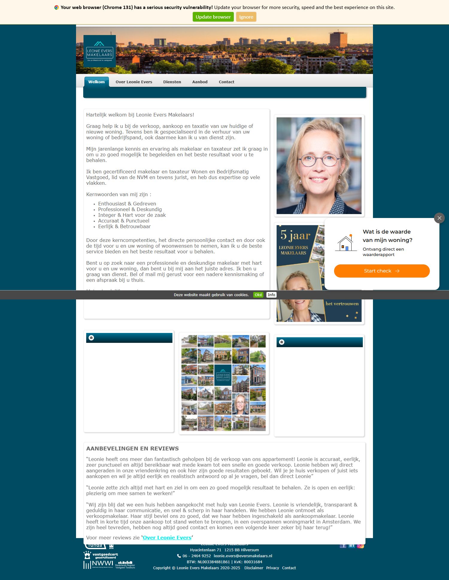 Capture d'écran du site web de www.eversmakelaars.nl