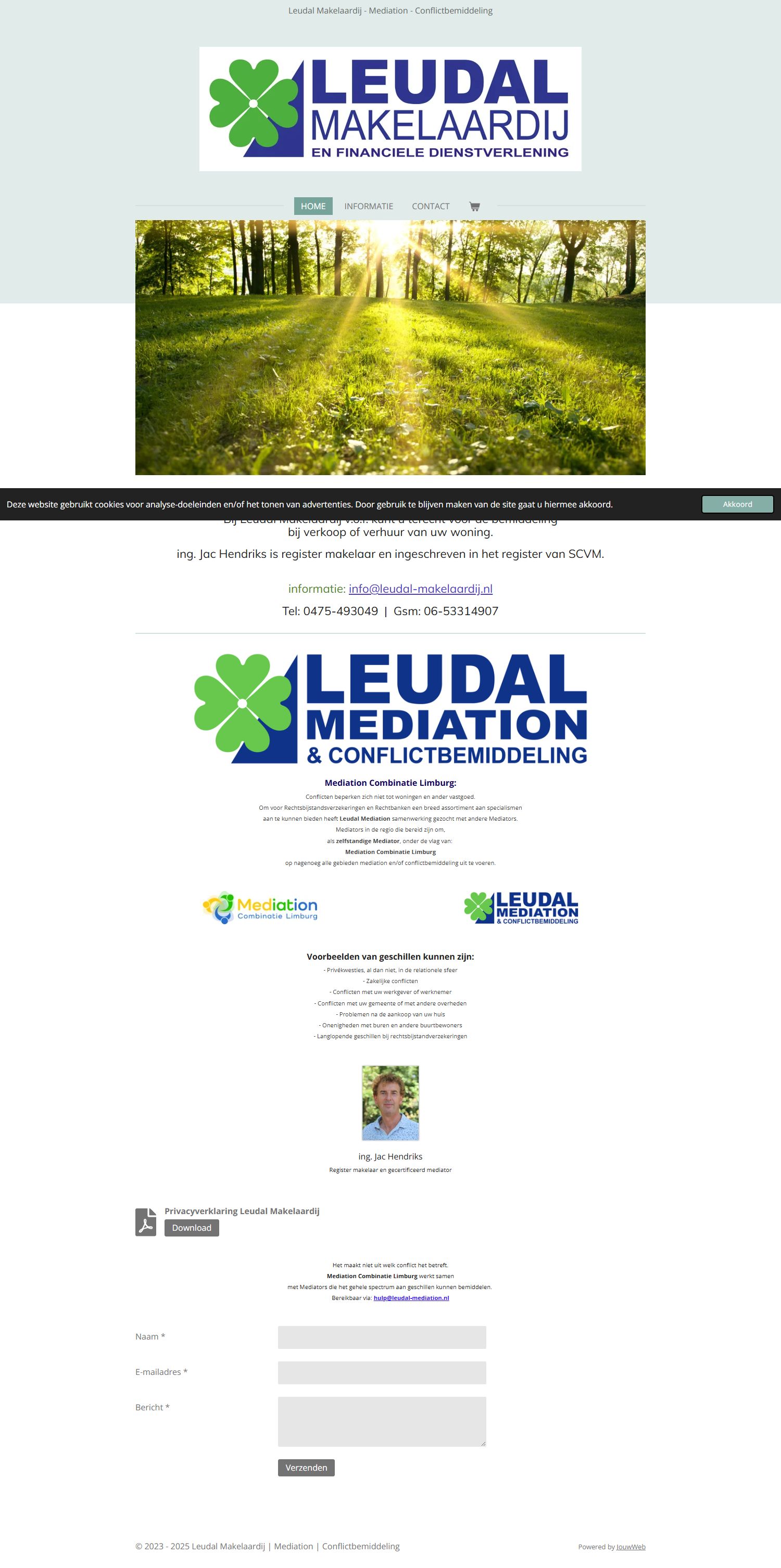 Screenshot van de website van www.leudal-makelaardij.nl