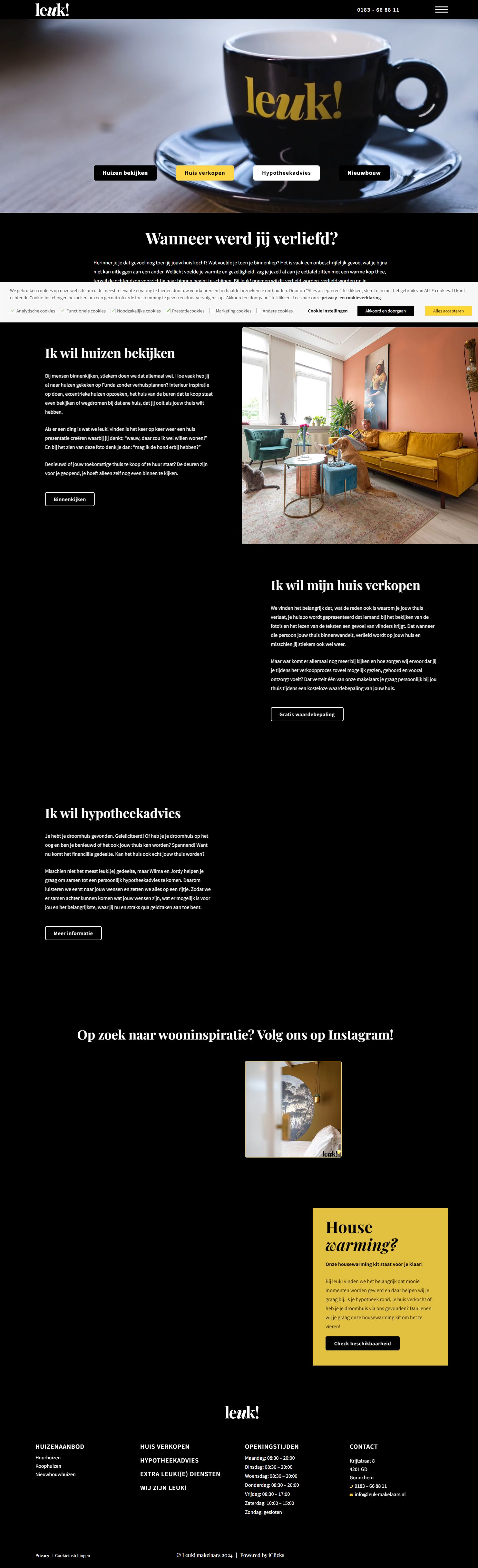 Screenshot van de website van leuk-makelaars.nl