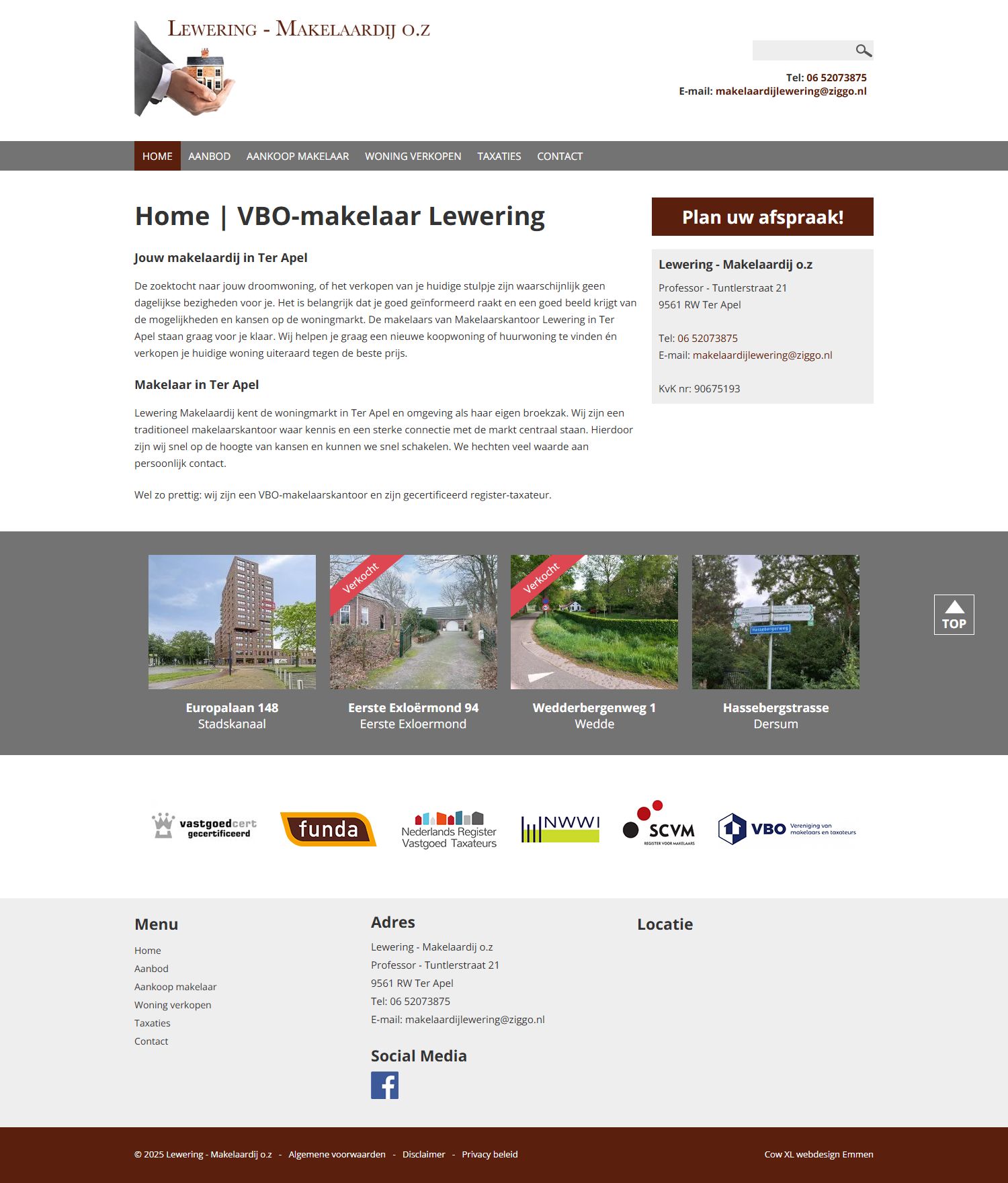 Screenshot of the website of www.lewering-makelaardij.nl