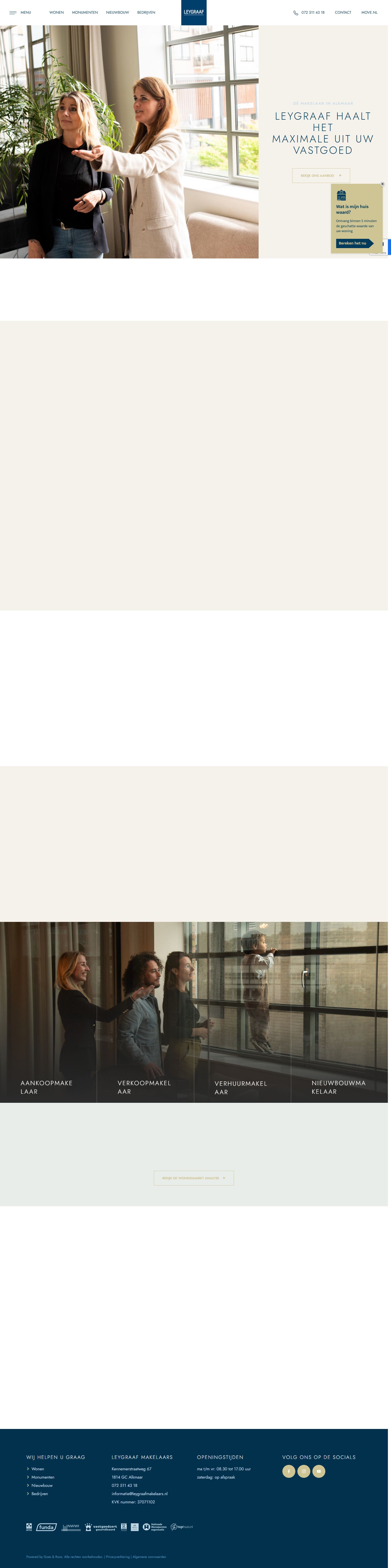 Screenshot van de website van www.leygraafmakelaars.nl