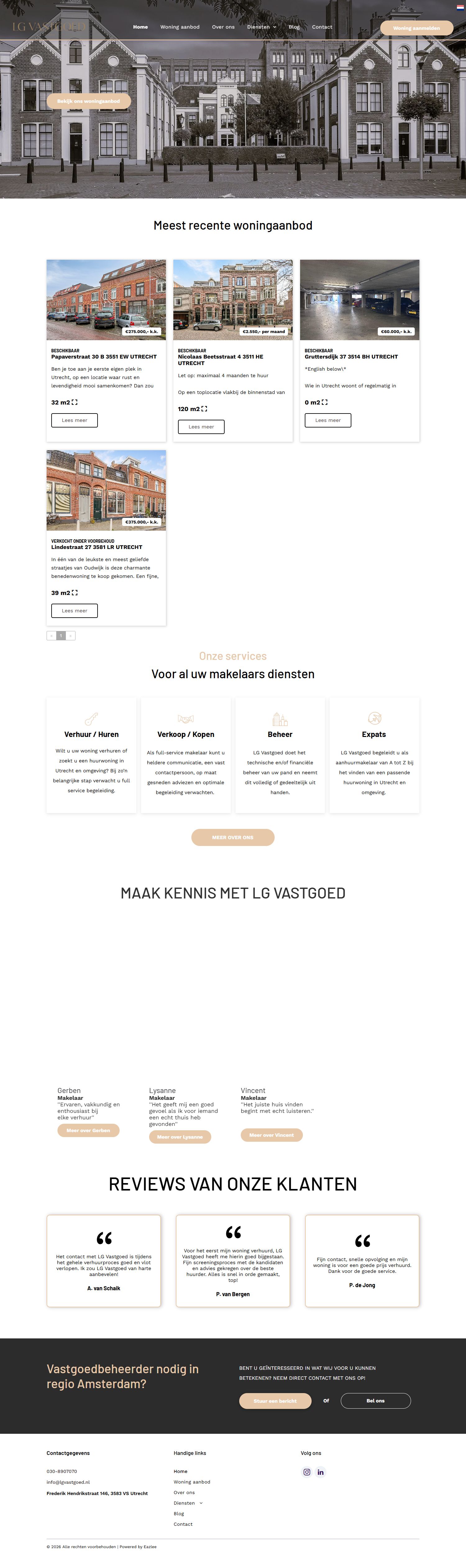 Screenshot of the website of www.lgvastgoed.nl