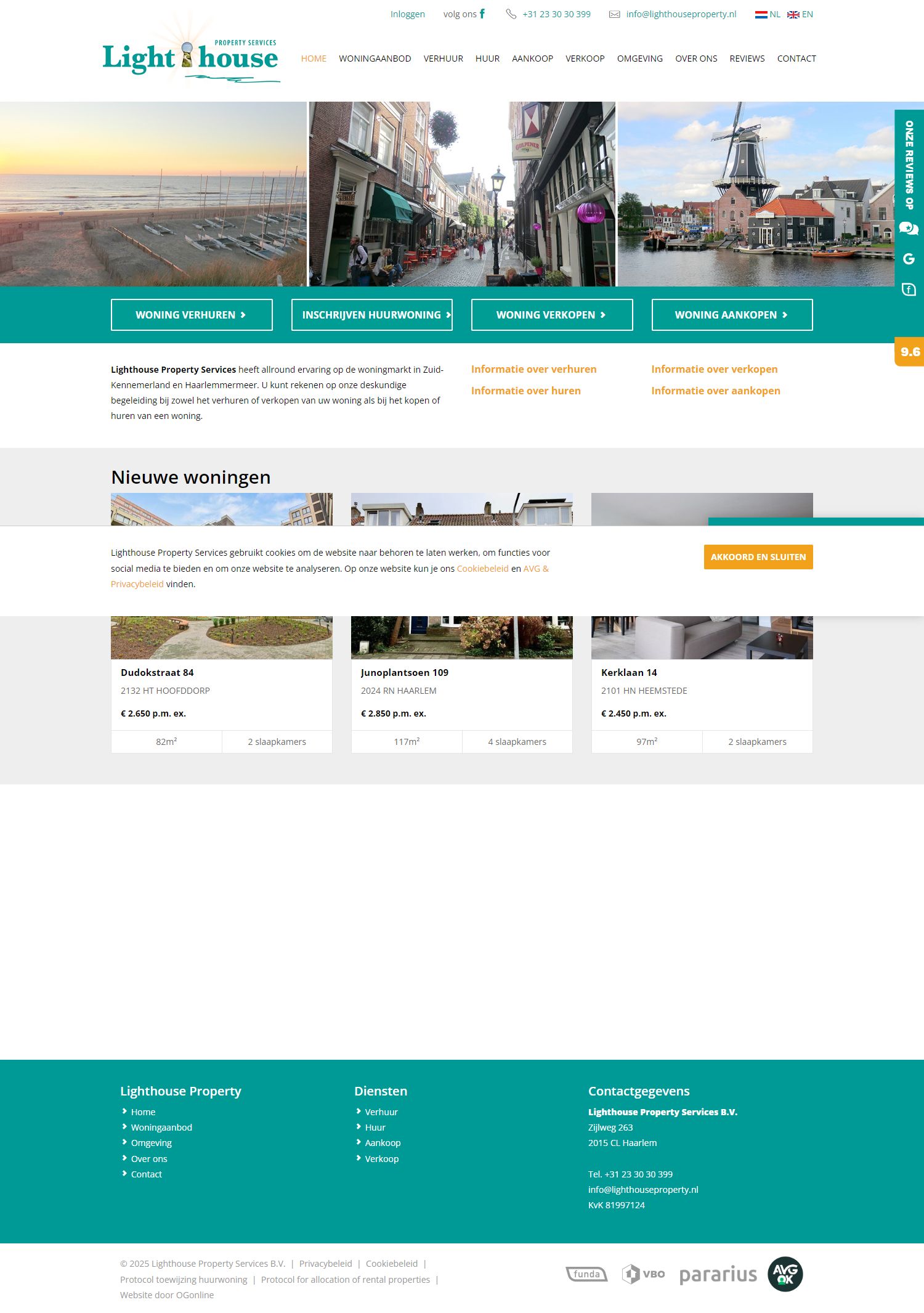 Screenshot van de website van www.lighthouseproperty.nl