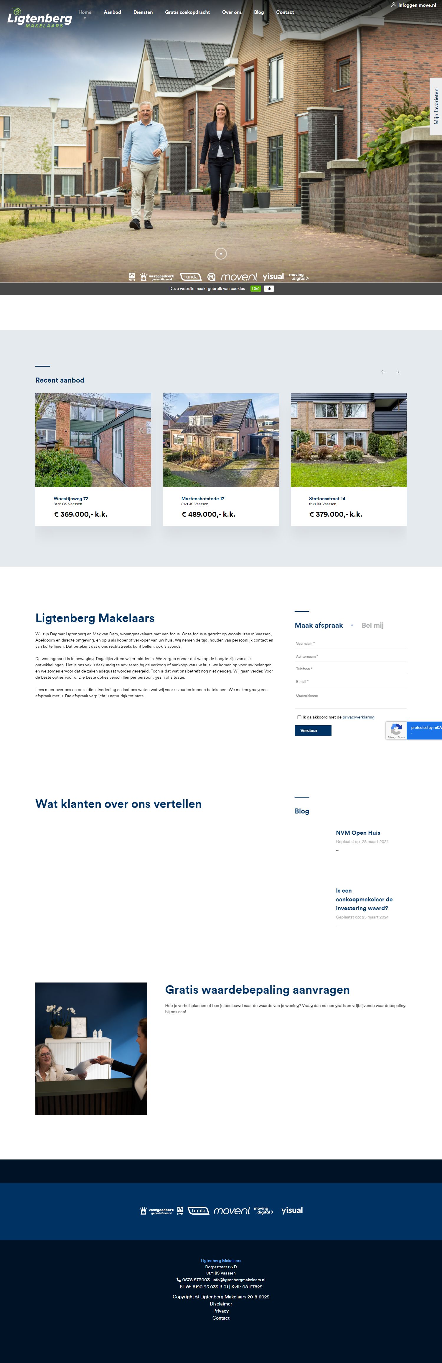 Screenshot van de website van www.ligtenbergmakelaars.nl