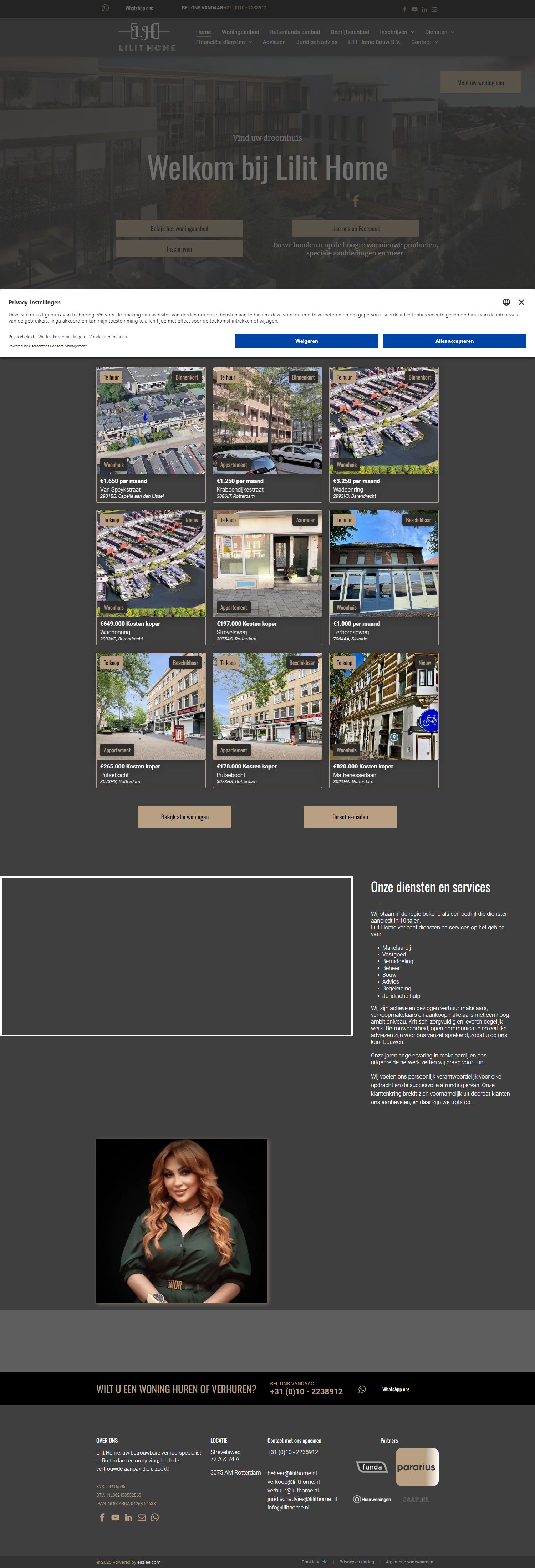 Screenshot van de website van www.lilithome.nl