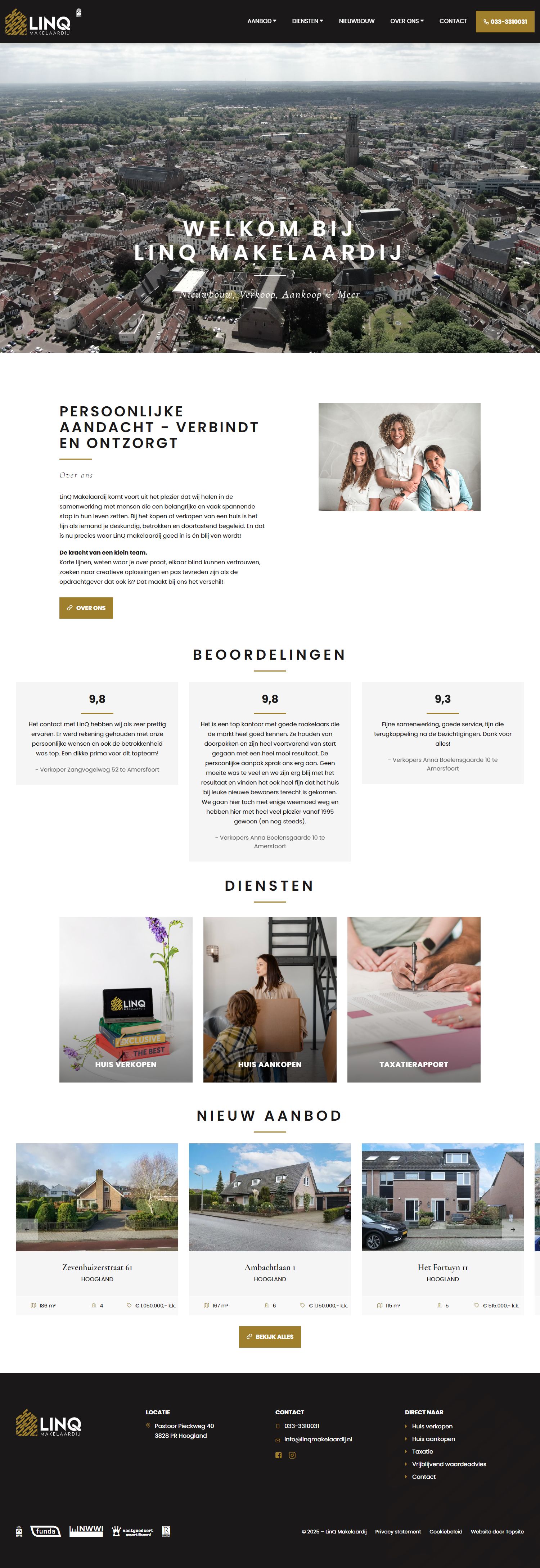 Screenshot van de website van www.linqmakelaardij.nl