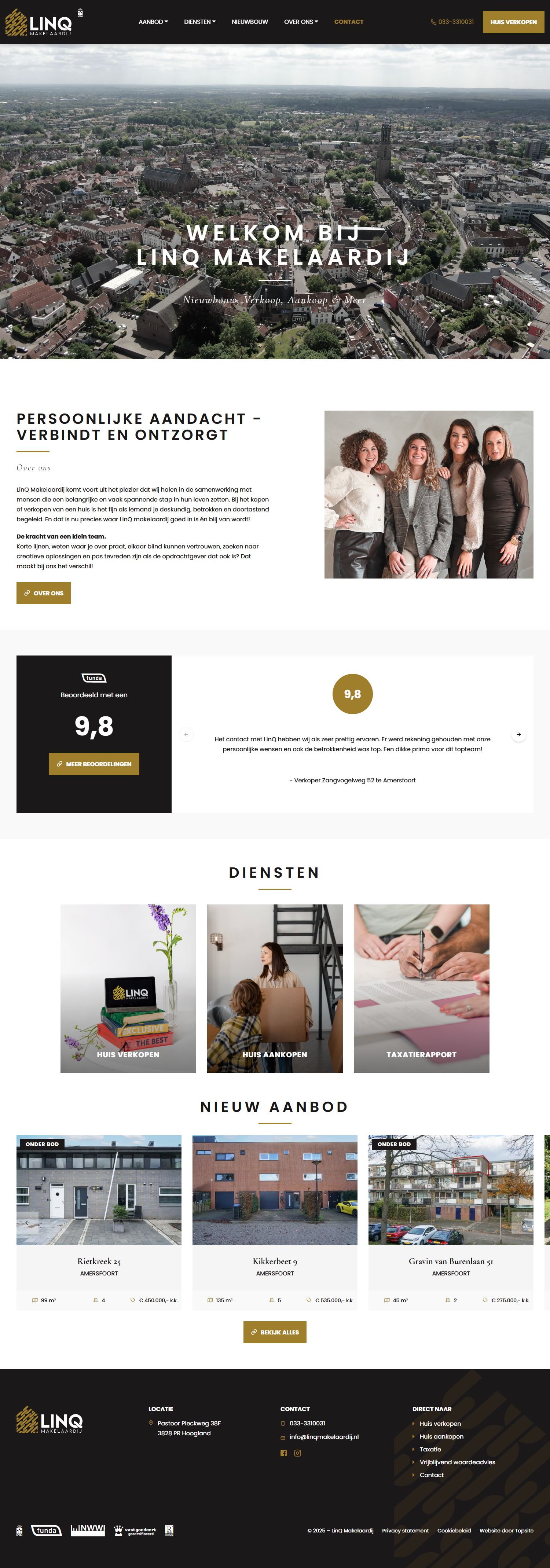 Screenshot of the website of www.linqmakelaardij.nl
