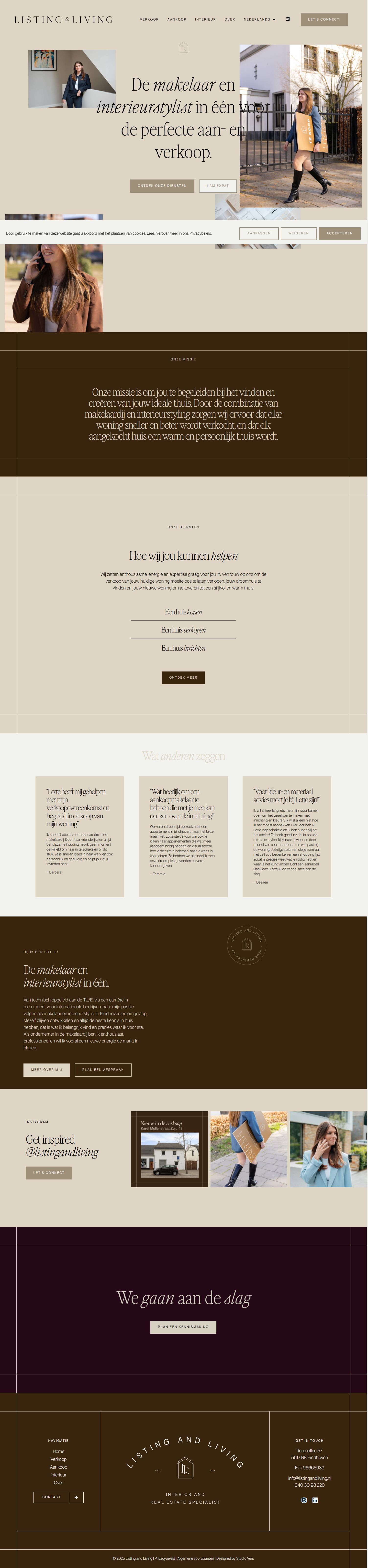 Screenshot der Website von www.listingandliving.nl