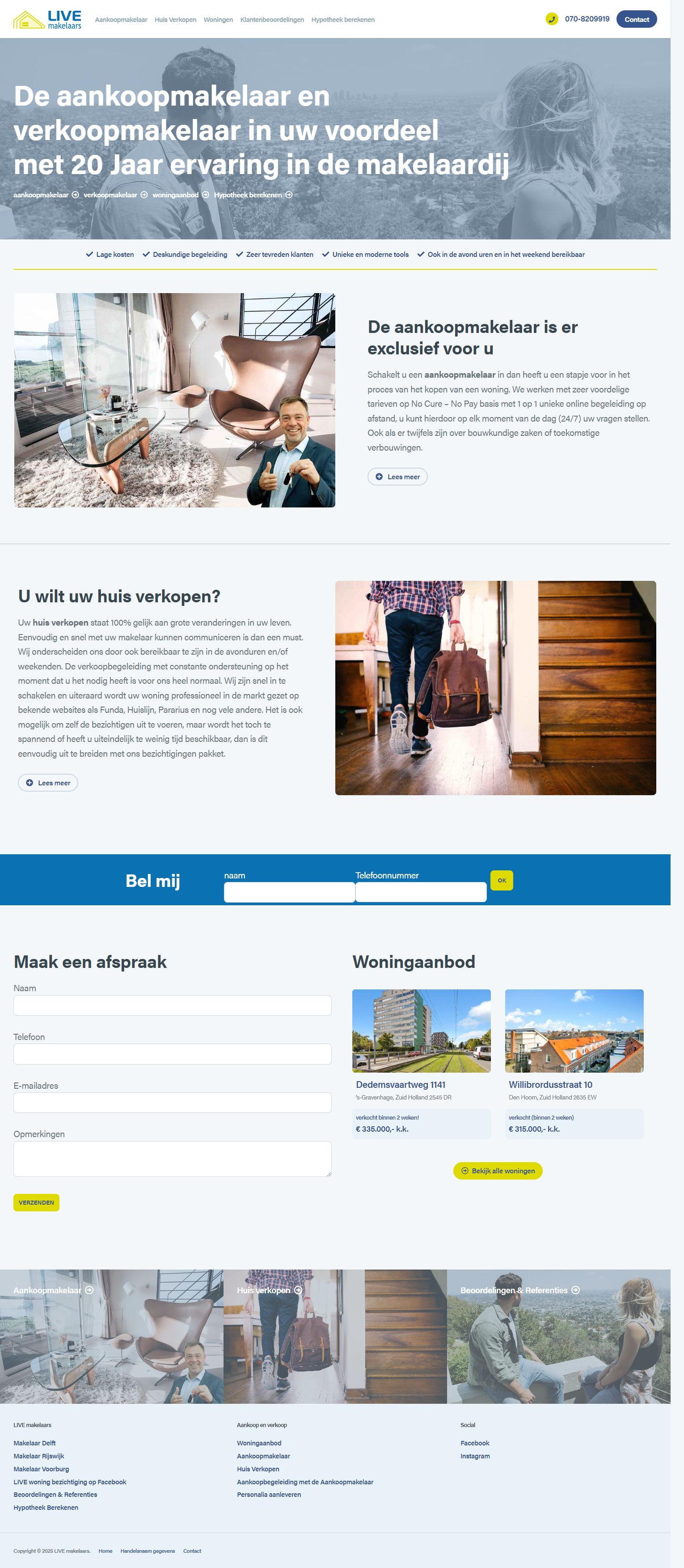 Screenshot van de website van www.livemakelaars.nl