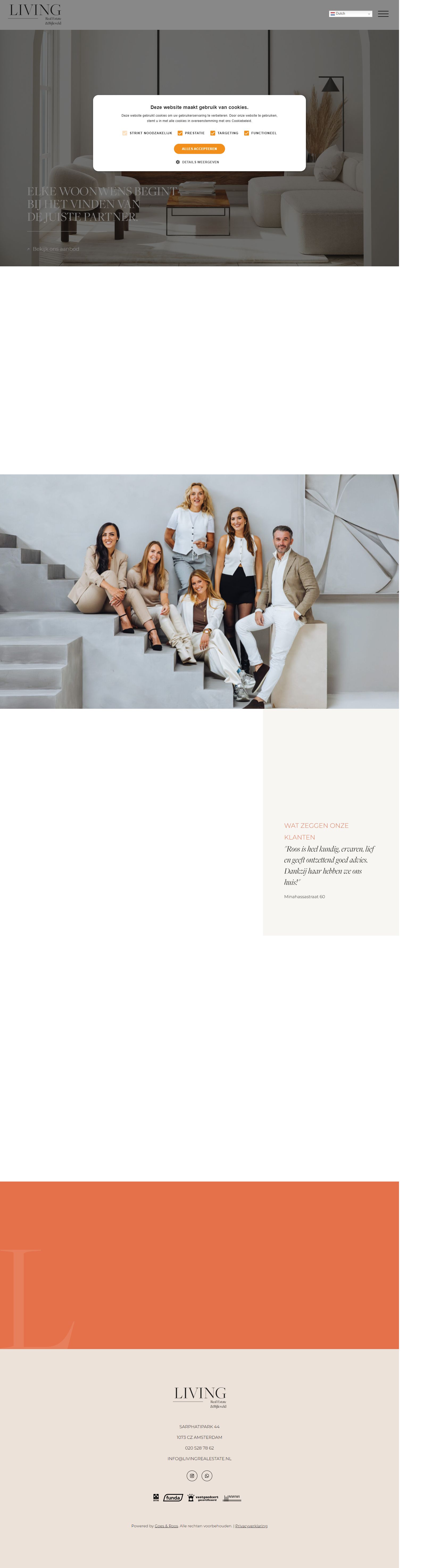 Screenshot of the website of livingrealestate.nl