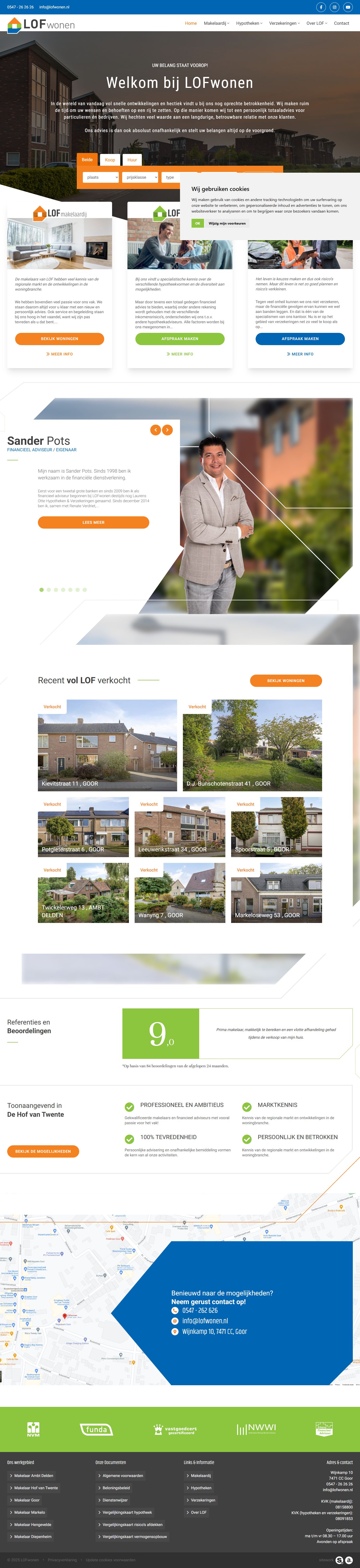 Screenshot van de website van www.lofwonen.nl