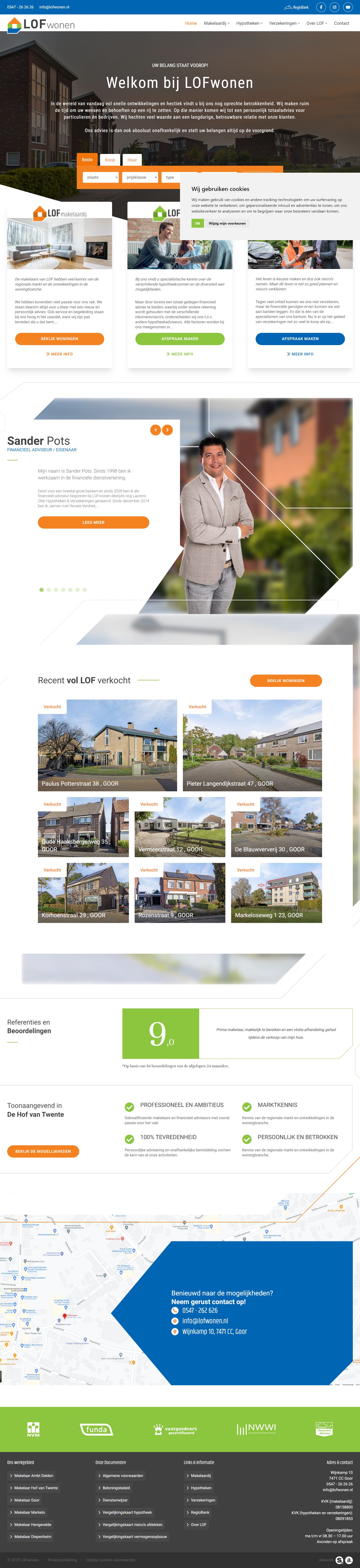 Screenshot van de website van www.lofwonen.nl