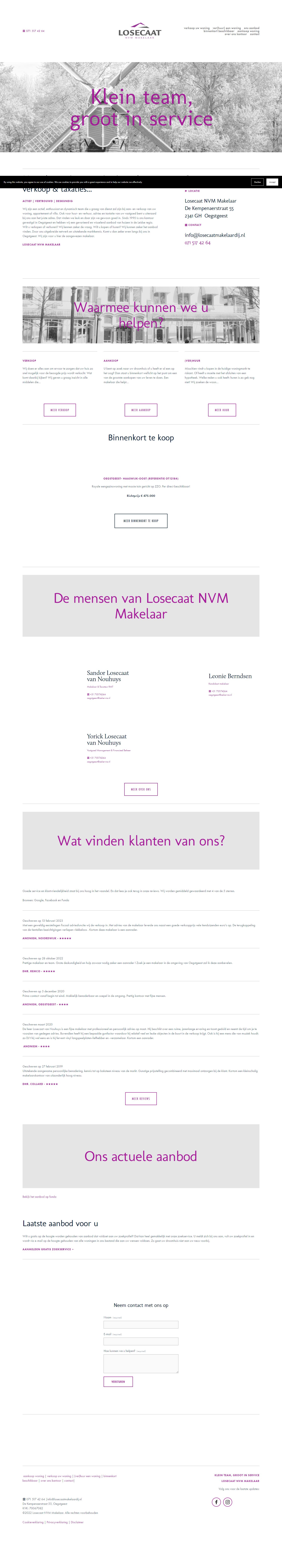 Screenshot van de website van www.losecaatnvmmakelaar.nl