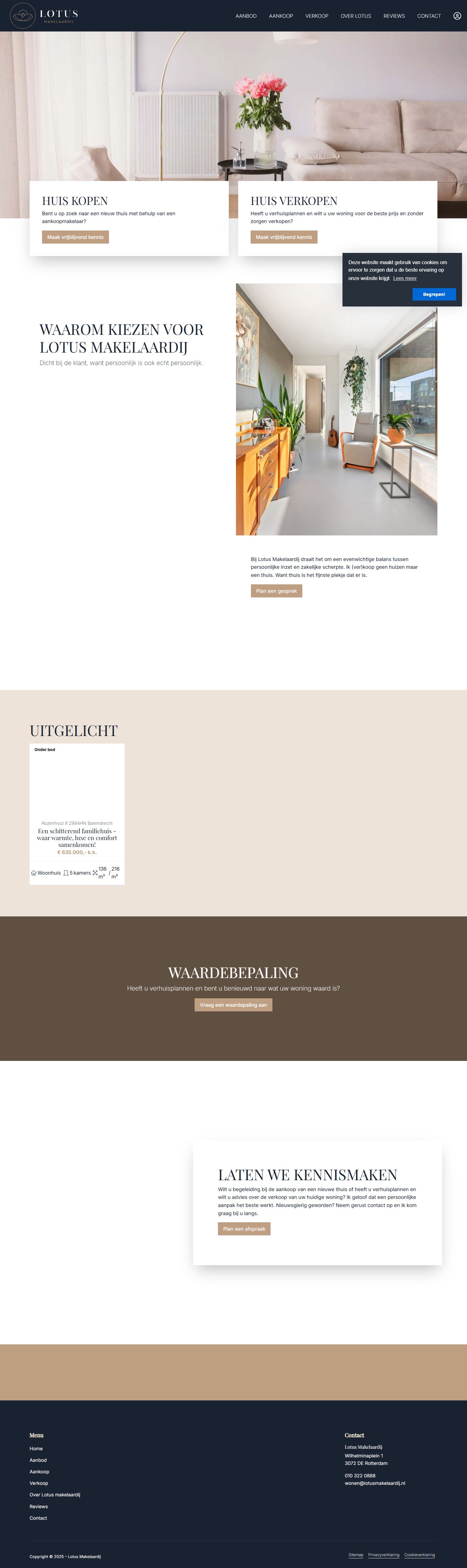 Screenshot van de website van www.lotusmakelaardij.nl