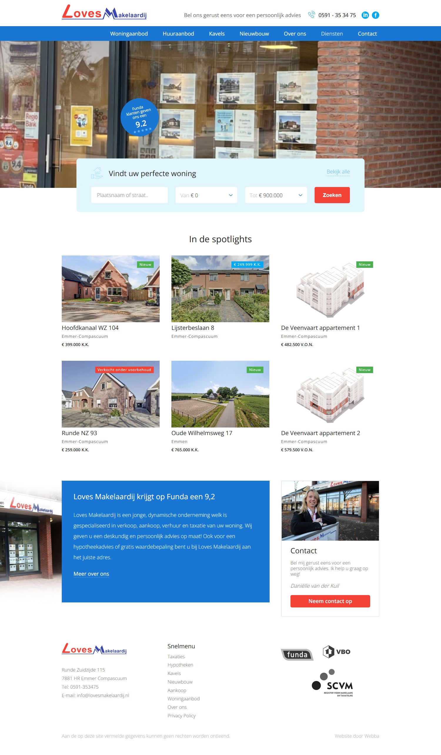 Capture d'écran du site web de www.lovesmakelaardij.nl