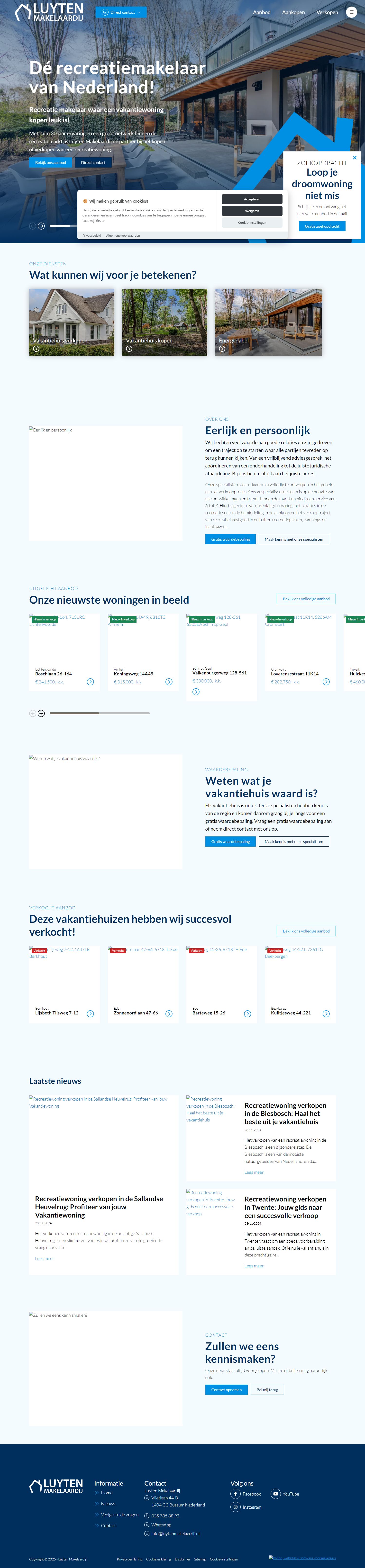 Screenshot van de website van luytenmakelaardij.nl