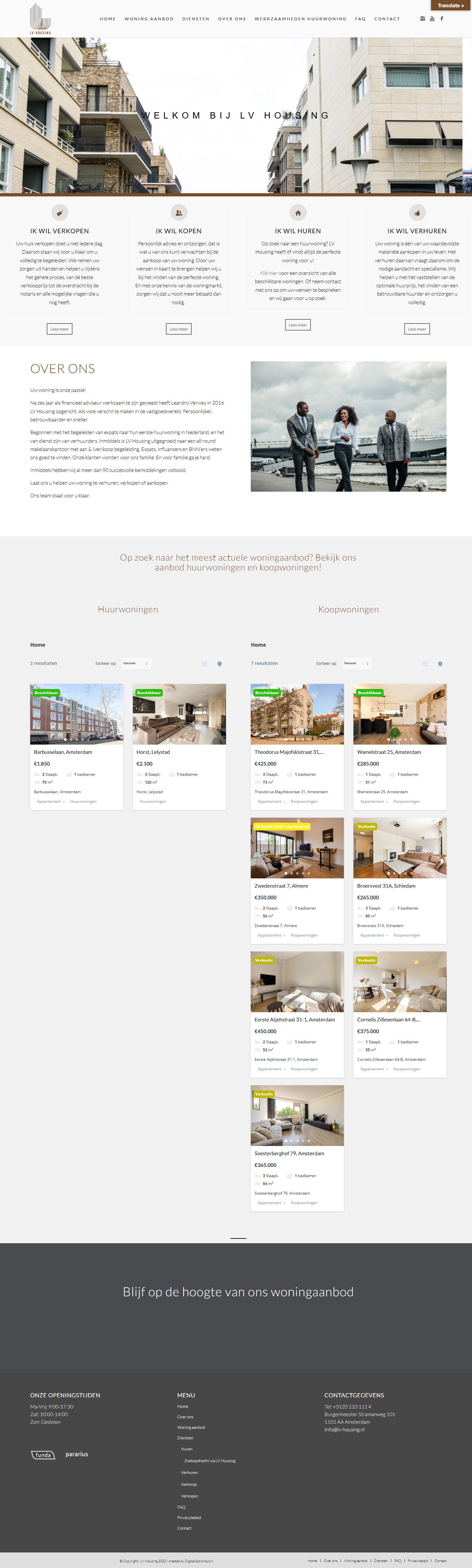 Screenshot van de website van www.lv-housing.nl