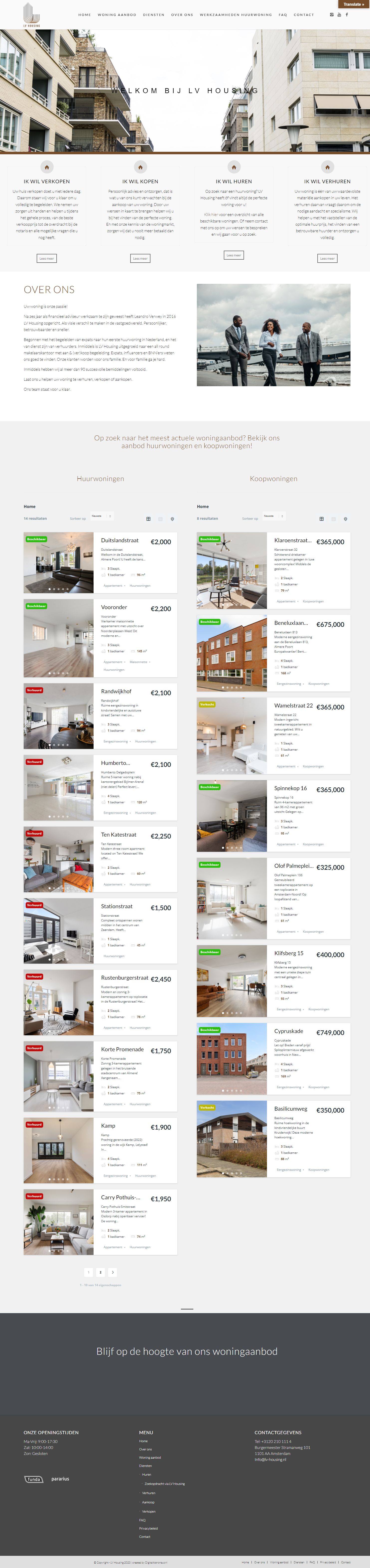 Screenshot van de website van www.lv-housing.nl
