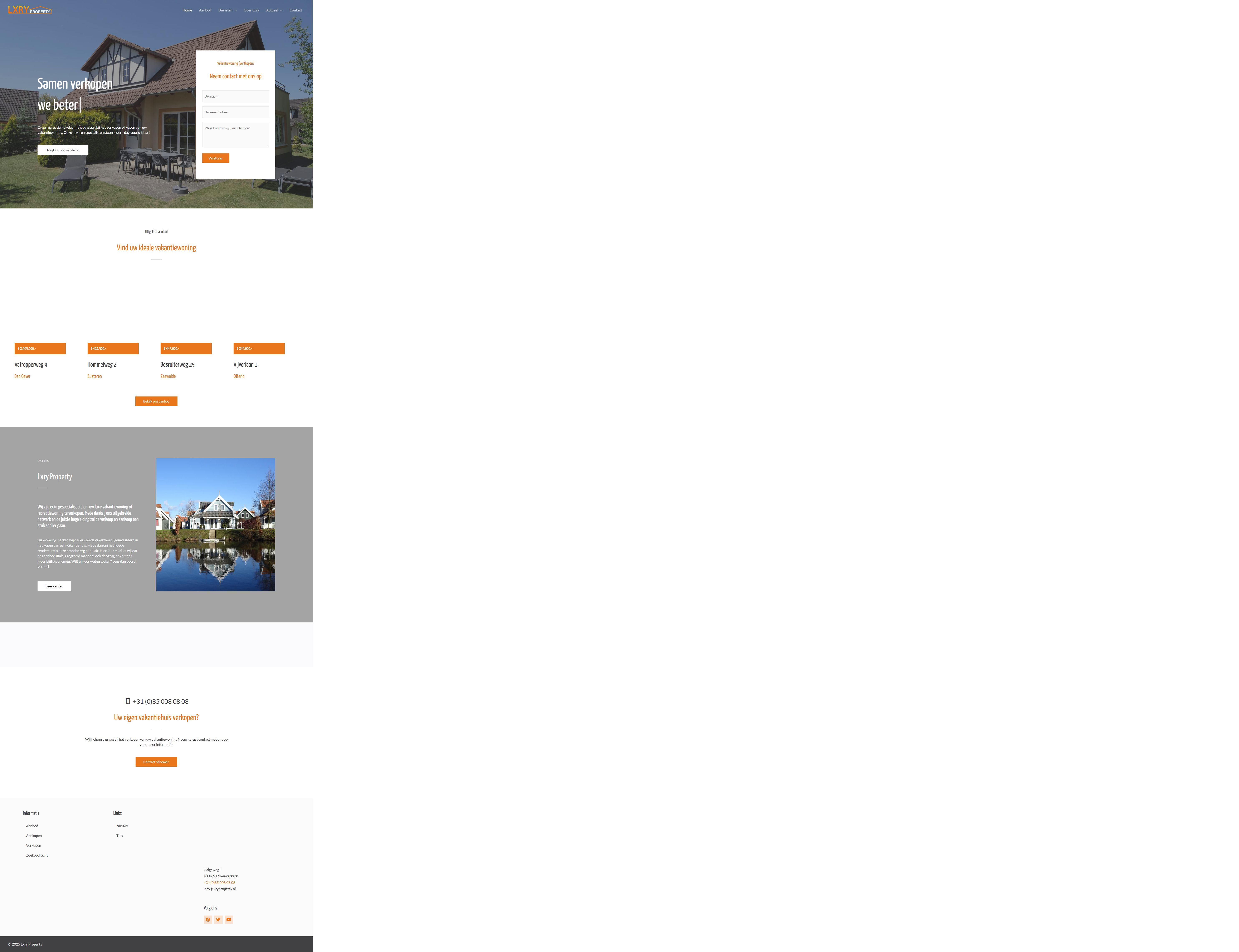 Screenshot van de website van www.lxryproperty.nl