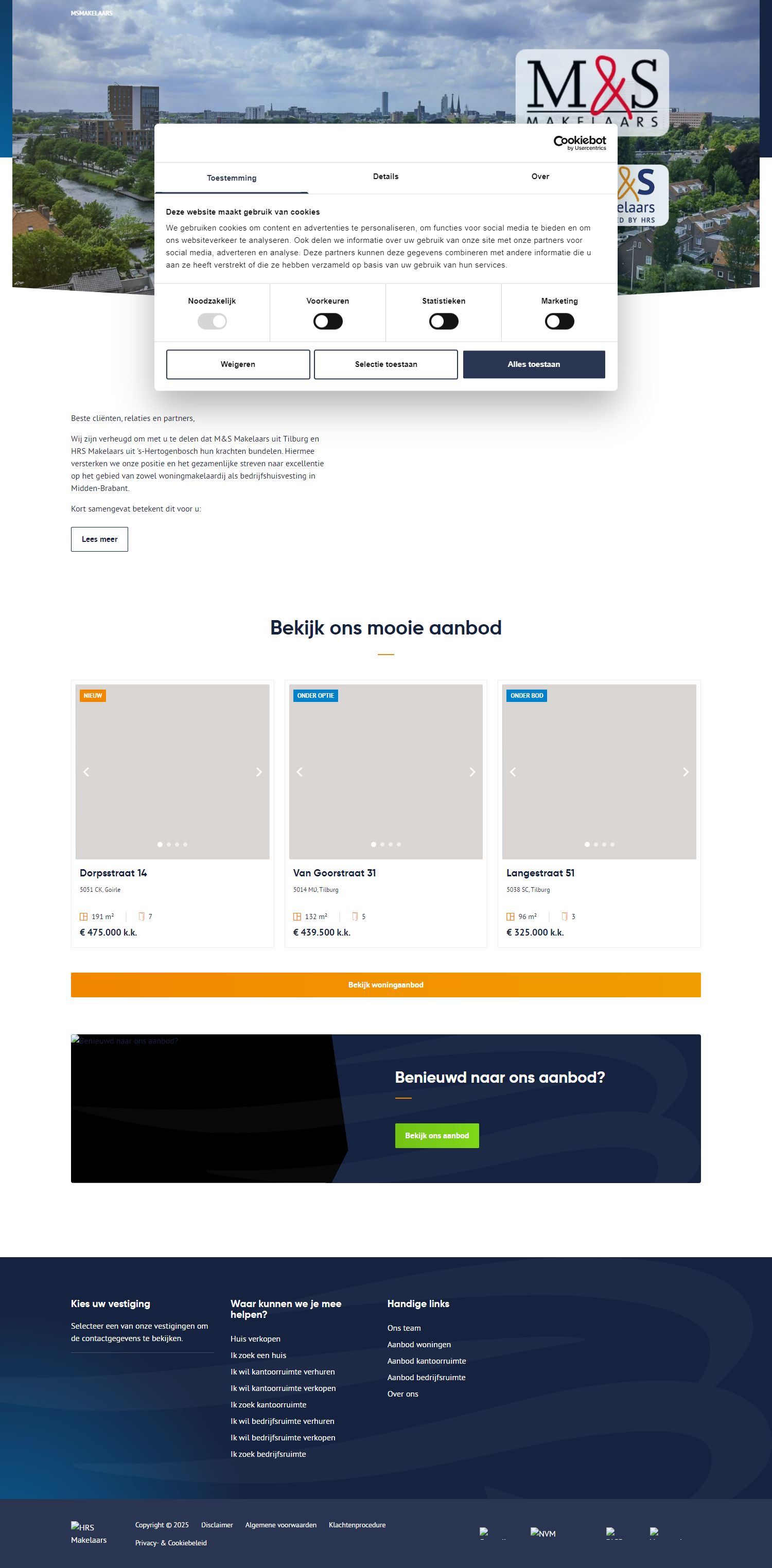 Screenshot van de website van www.msmakelaars.nl