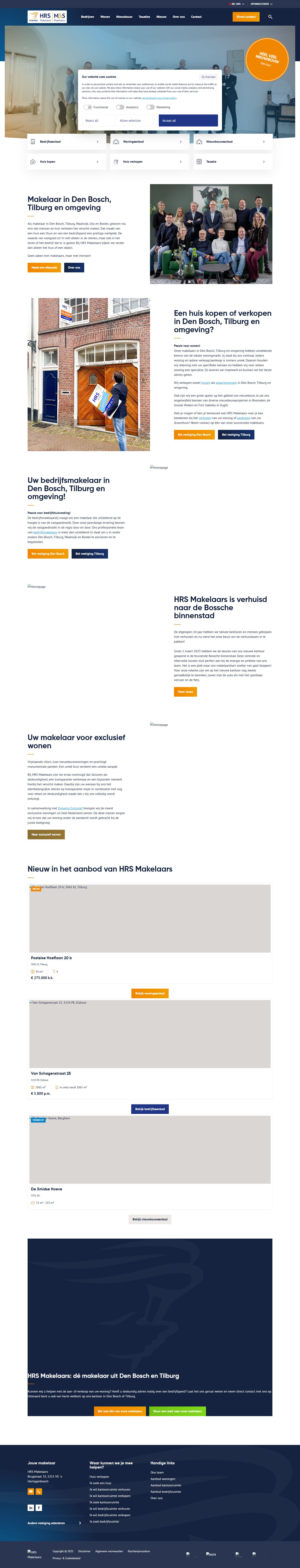 Screenshot van de website van www.hrs.nl