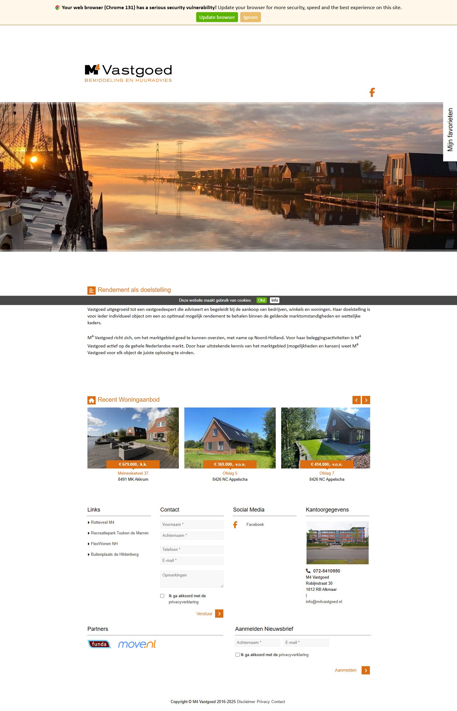 Screenshot van de website van www.m4vastgoed.nl