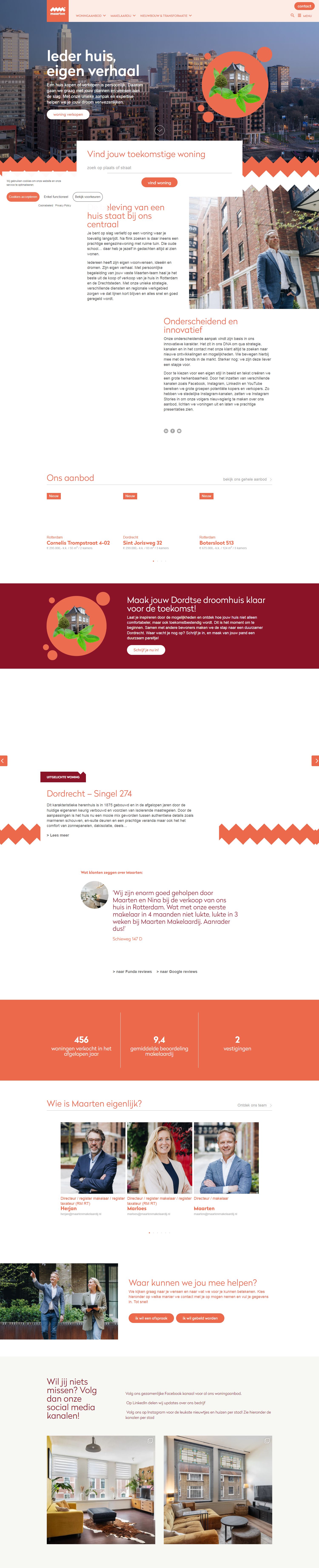 Screenshot van de website van www.maartenmakelaardij.nl