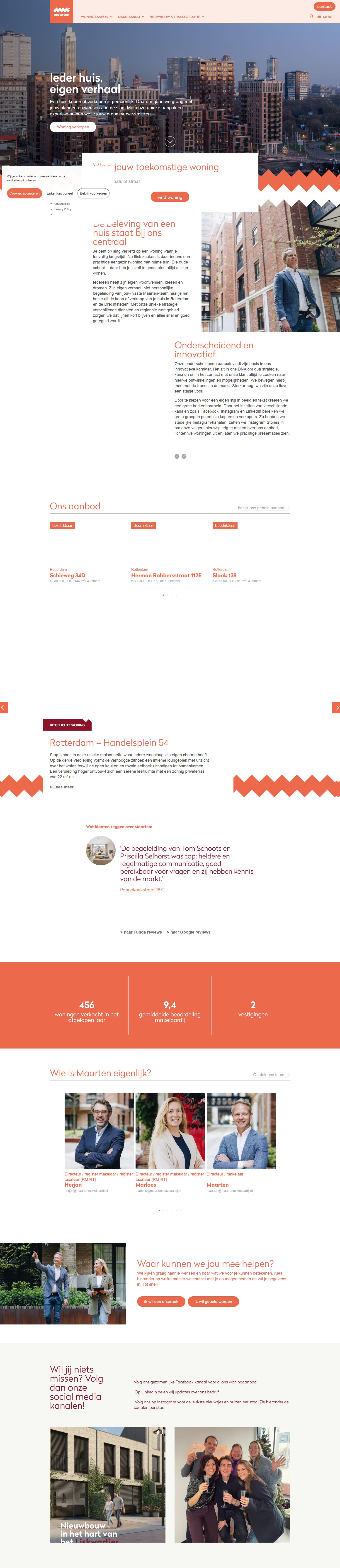 Screenshot van de website van www.maartenmakelaardij.nl