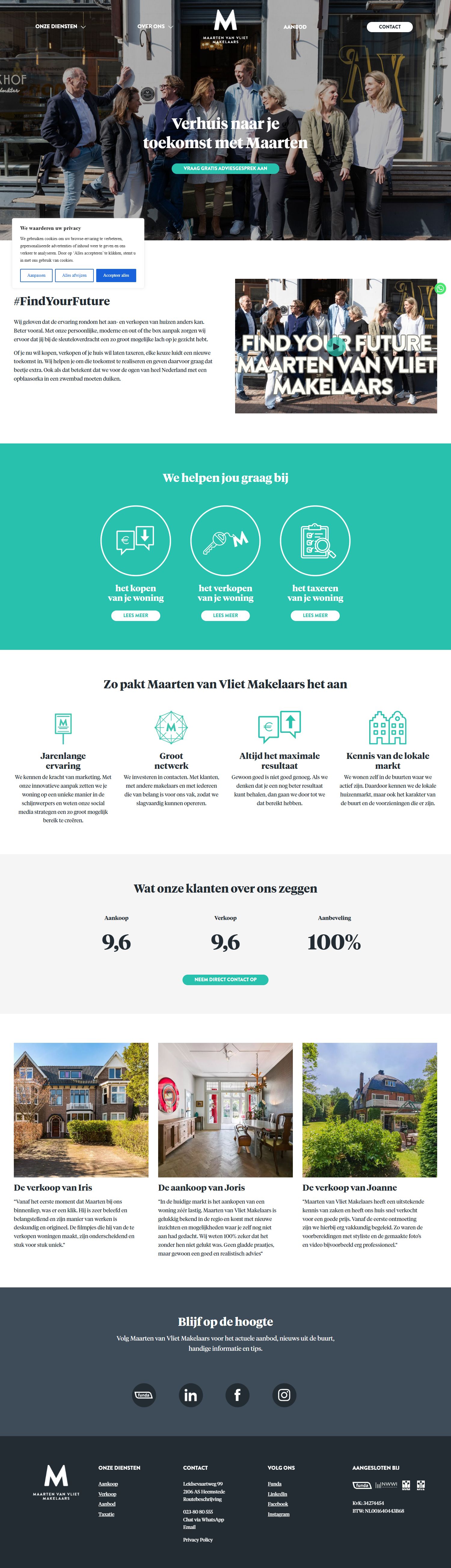 Capture d'écran du site web de www.maartenvanvlietmakelaars.nl