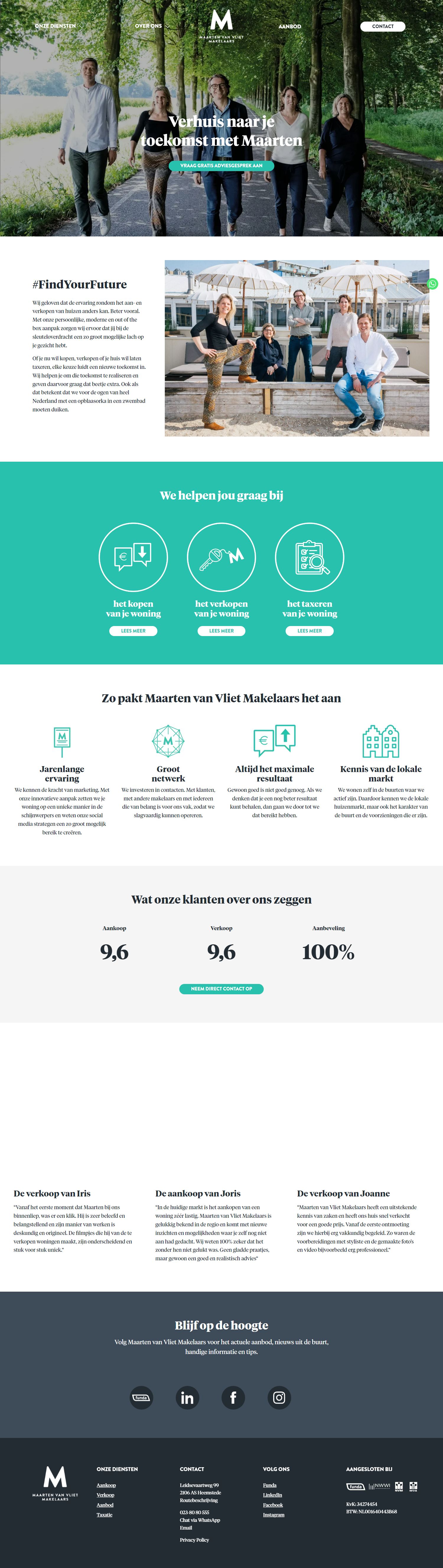 Screenshot van de website van www.maartenvanvlietmakelaars.nl