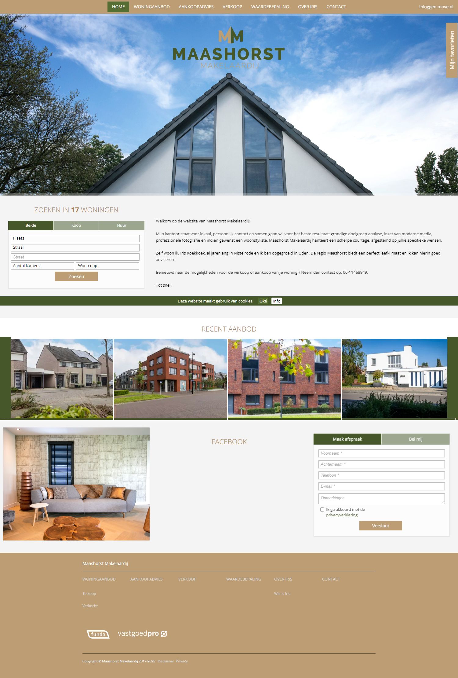 Screenshot van de website van www.maashorst-makelaardij.nl