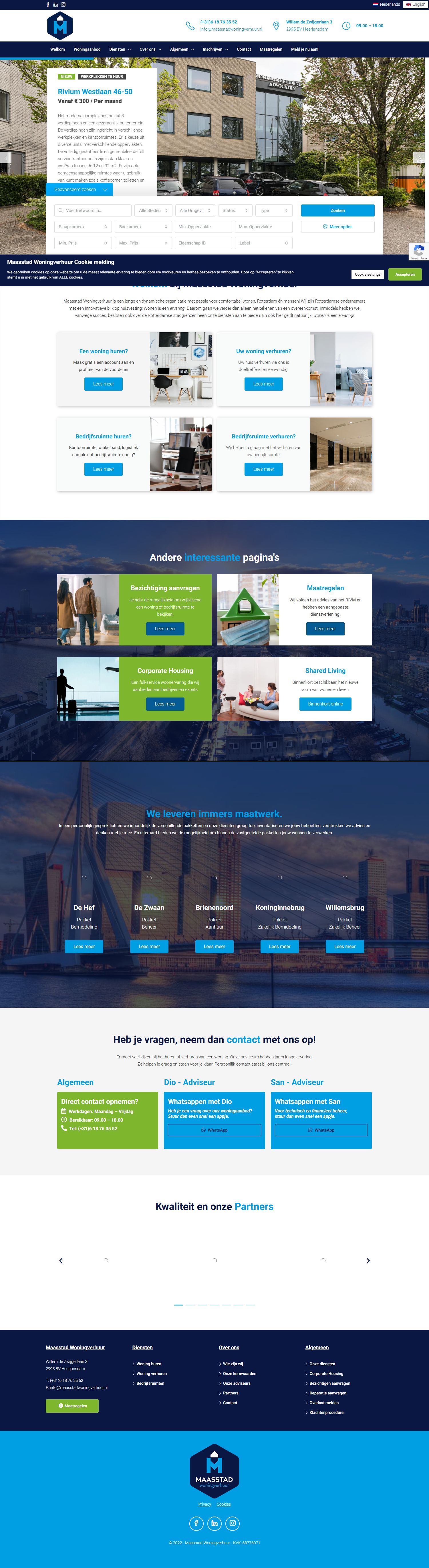 Capture d'écran du site web de www.maasstadwoningverhuur.nl