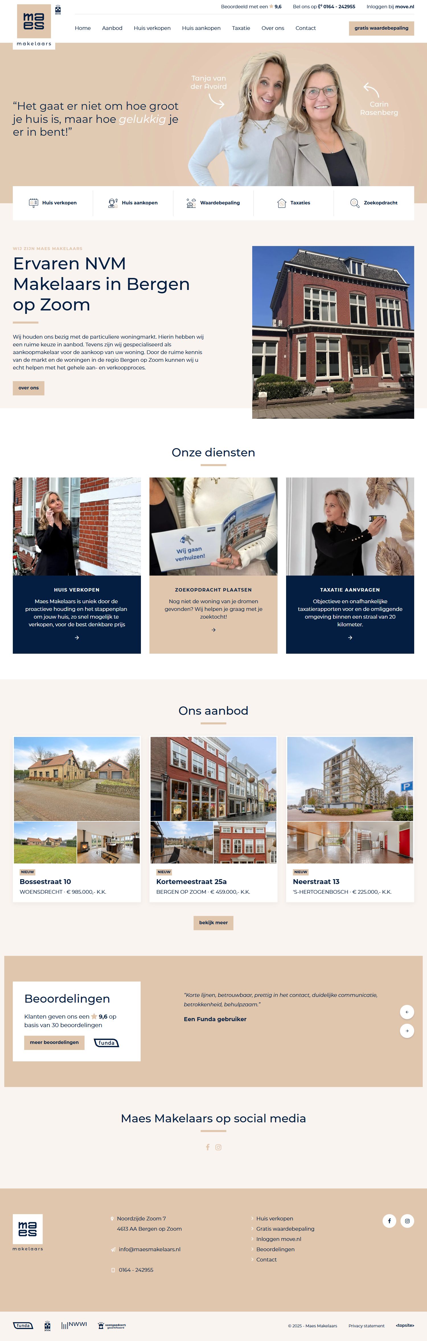 Screenshot of the website of www.maesgroep.nl