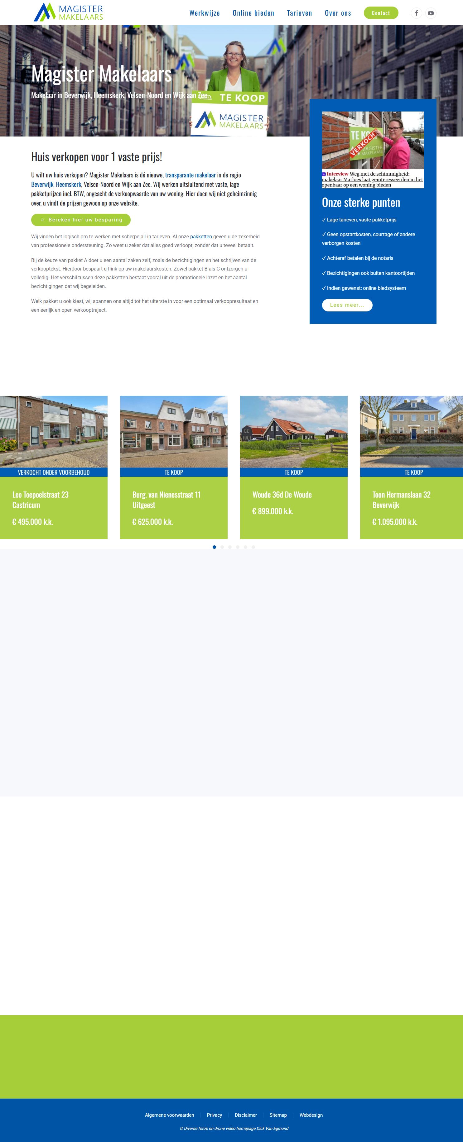 Screenshot of the website of magister-makelaars.nl