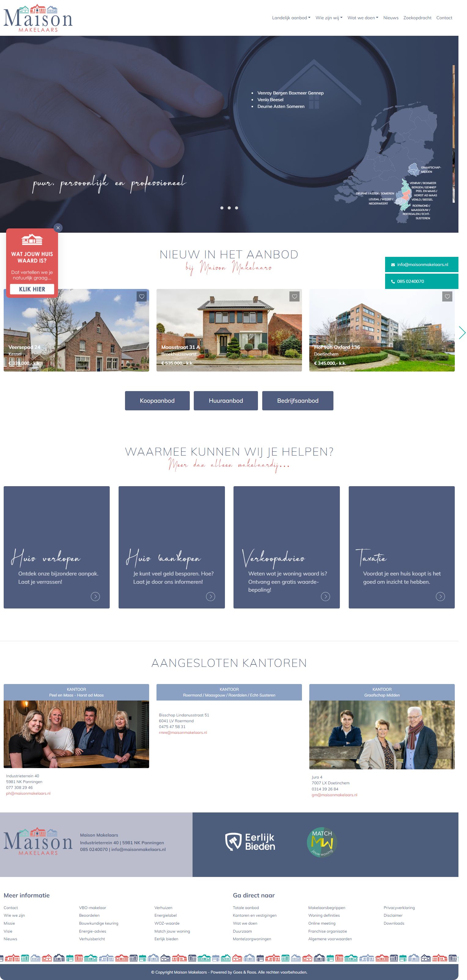 Screenshot van de website van www.maisonmakelaars.nl