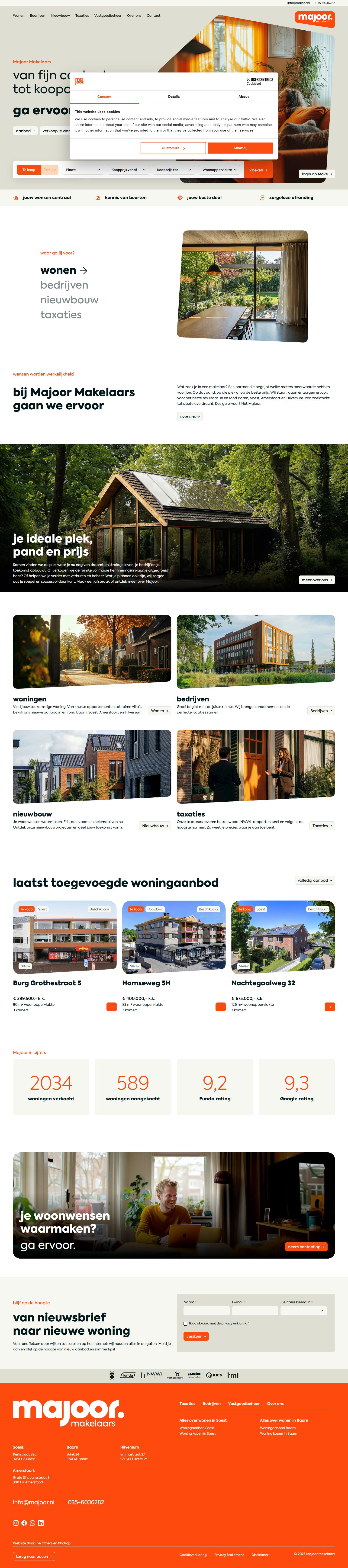 Screenshot van de website van majoor.nl