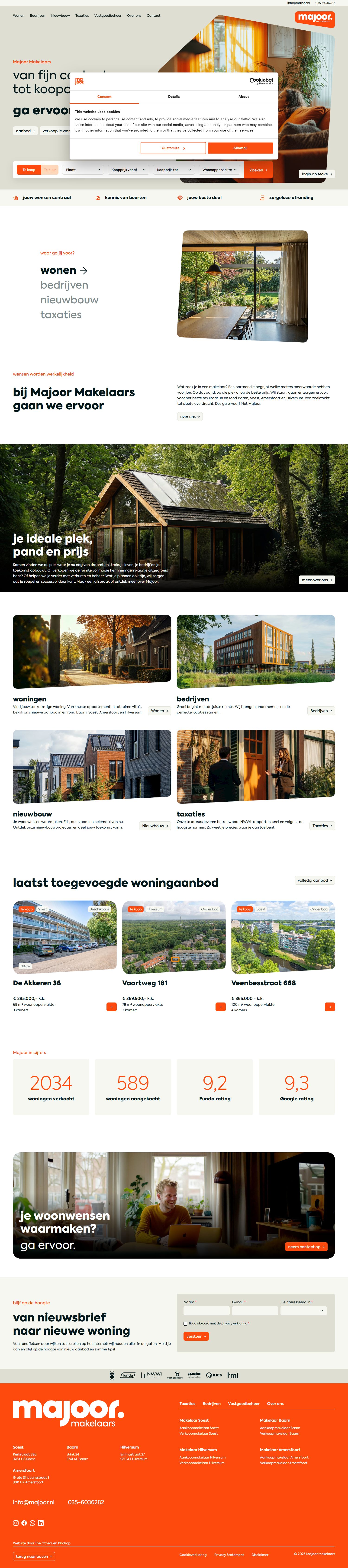 Screenshot van de website van www.majoor.nl