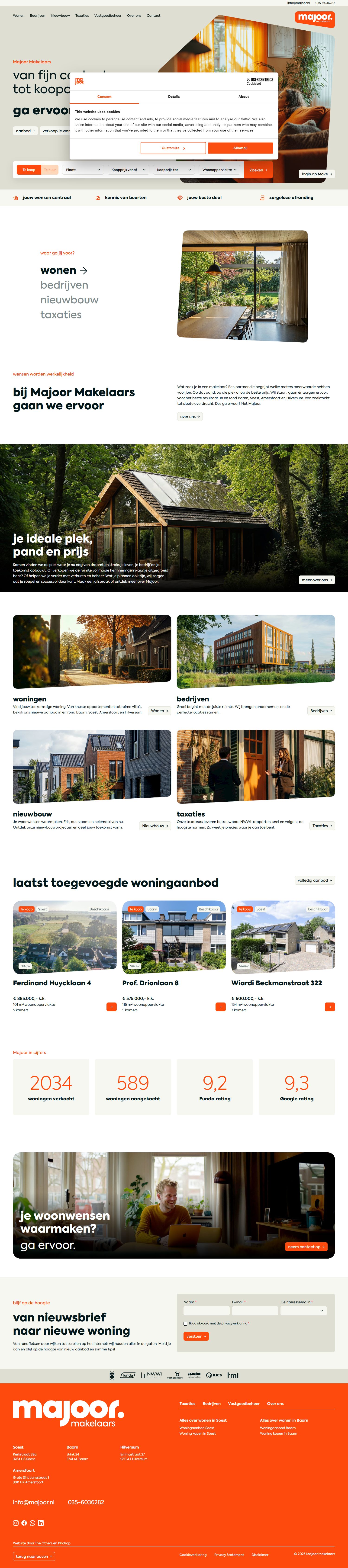 Screenshot van de website van www.majoor.nl