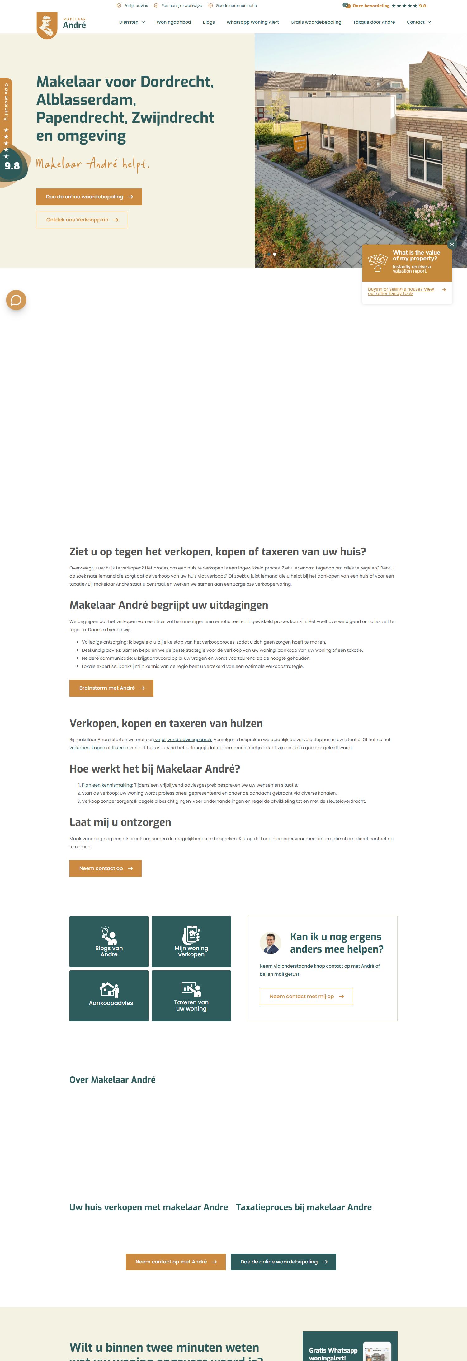Screenshot of the website of www.makelaarandre.nl