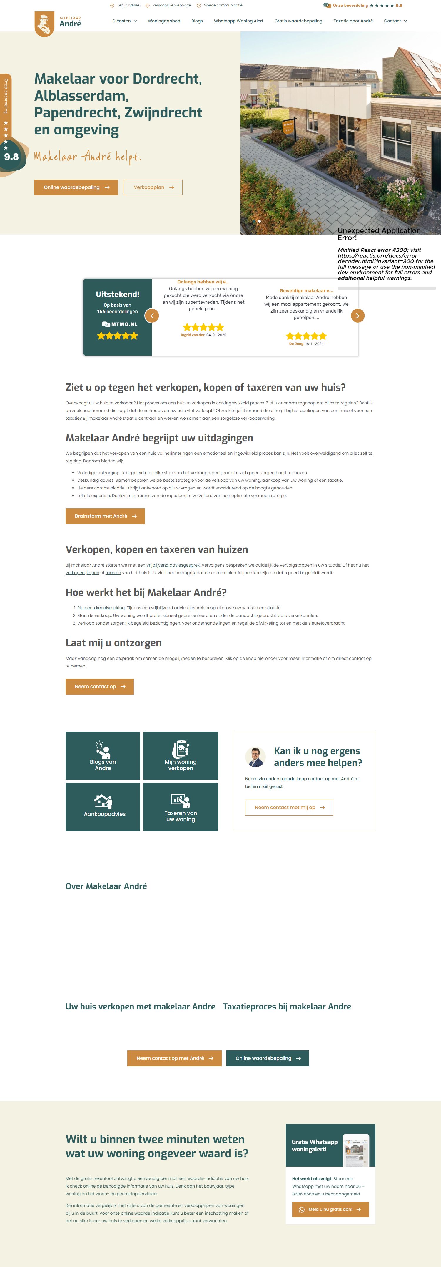 Screenshot van de website van www.makelaarandre.nl