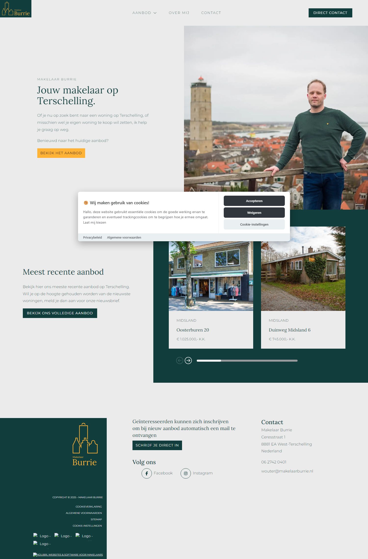 Screenshot van de website van www.makelaarburrie.nl