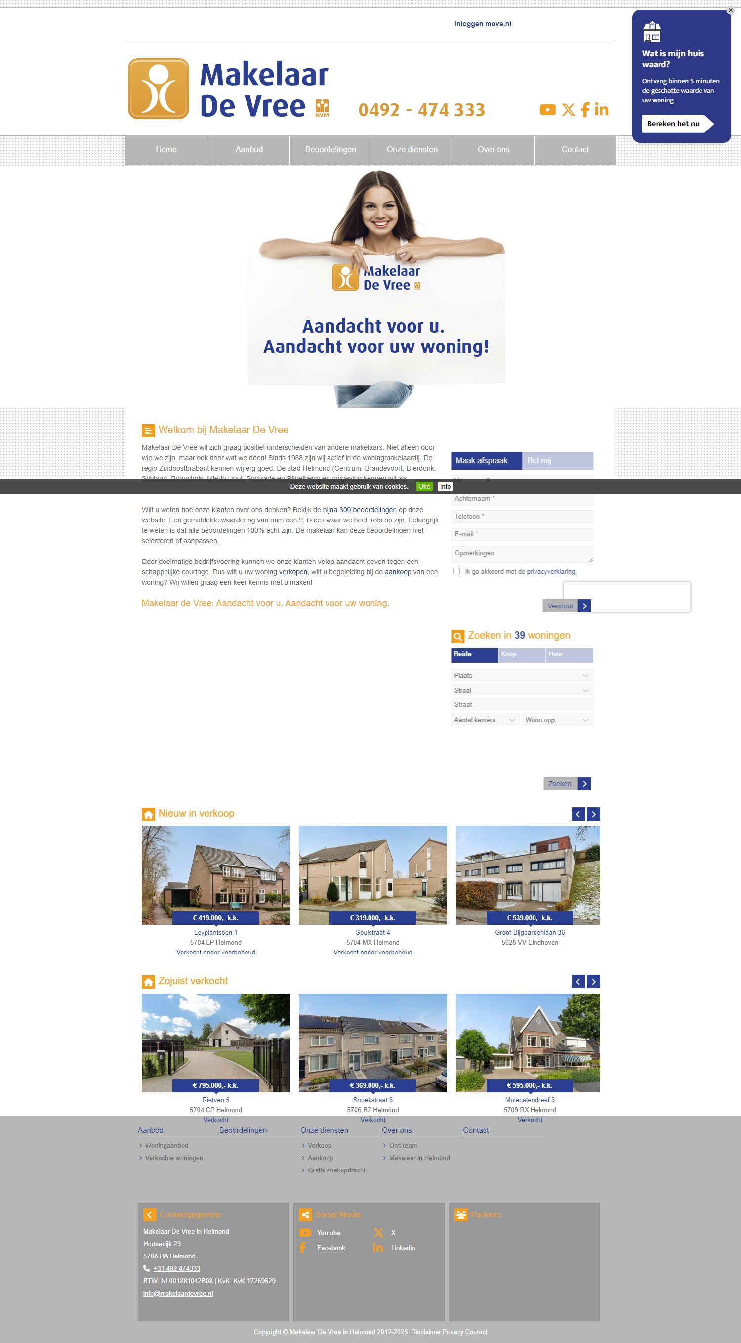 Screenshot van de website van www.makelaardevree.nl