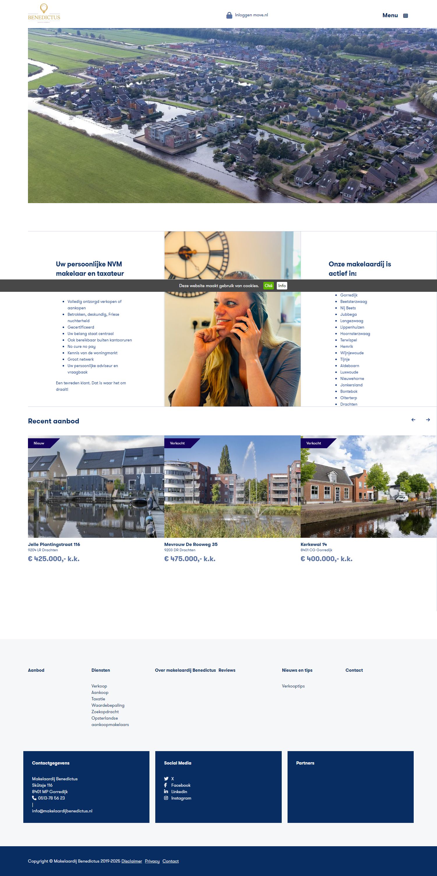 Screenshot van de website van www.makelaardijbenedictus.nl