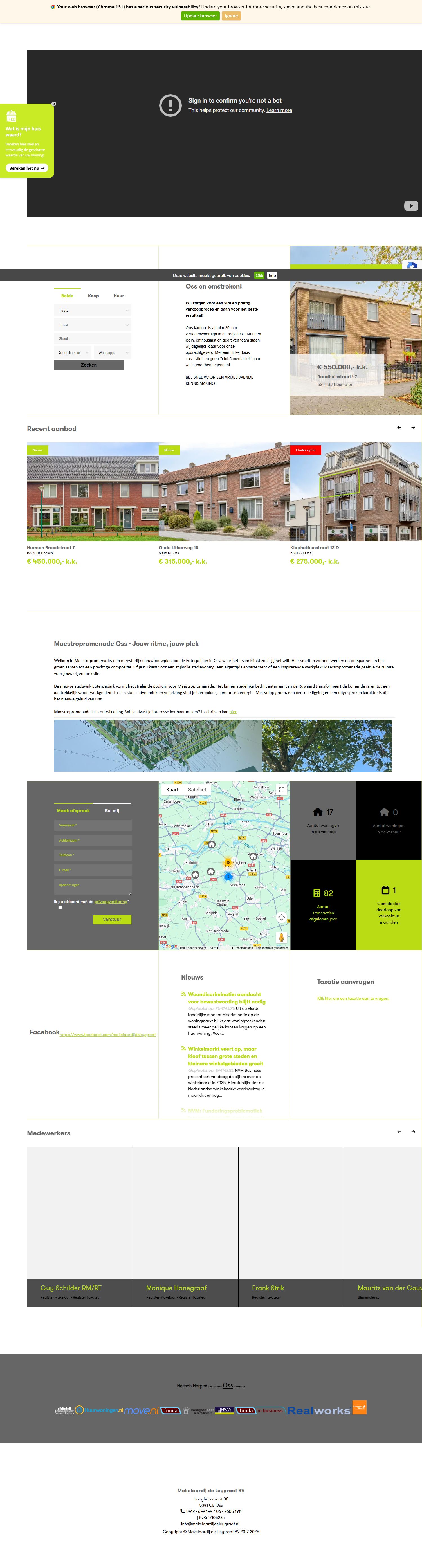 Screenshot of the website of www.makelaardijdeleygraaf.nl