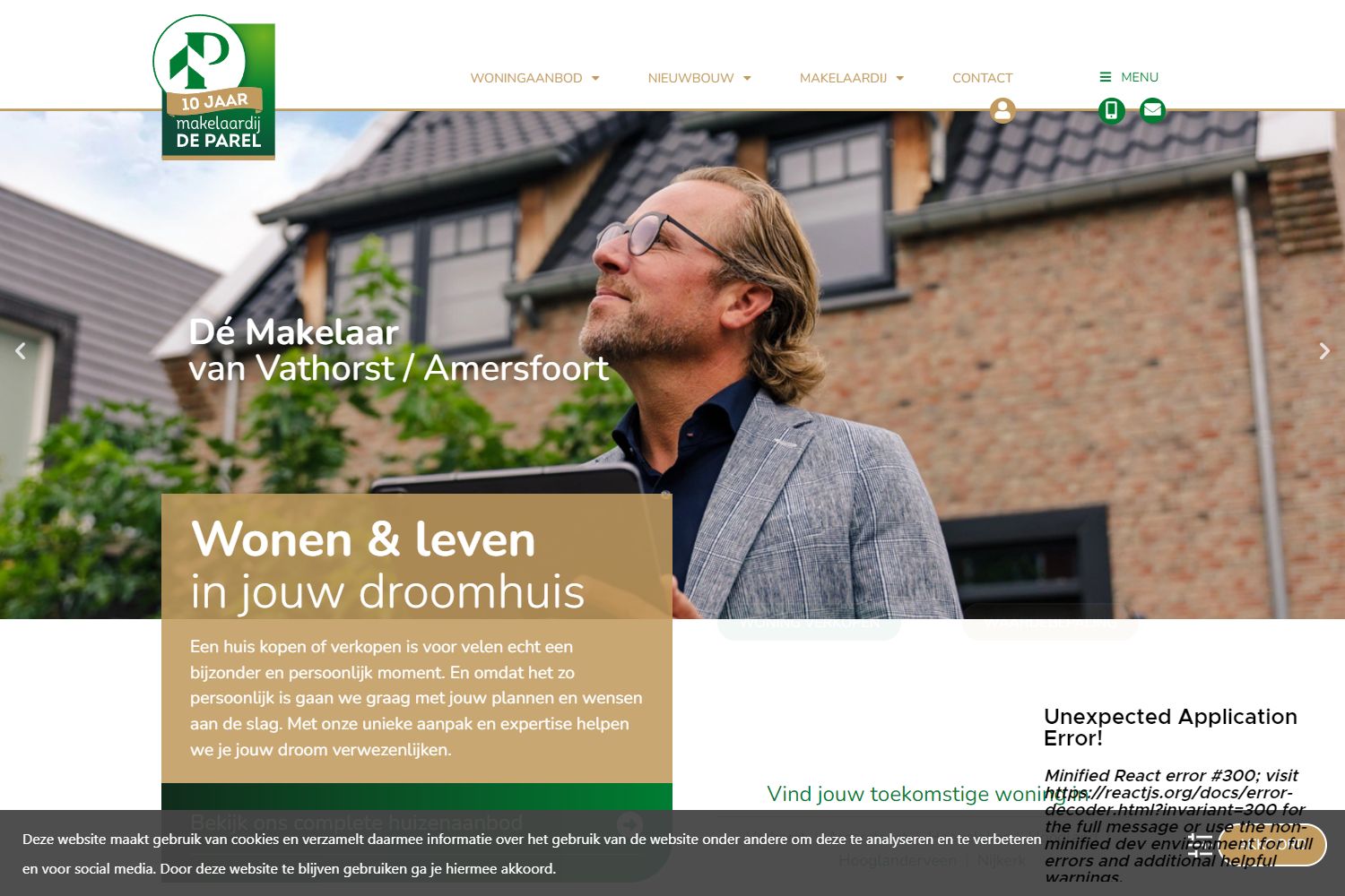 Screenshot van de website van www.makelaardijdeparel.nl